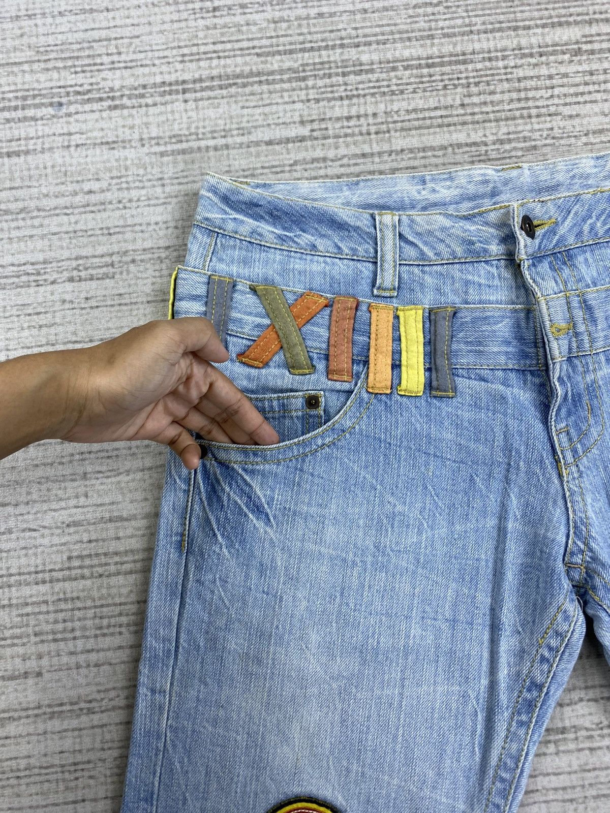 Japanese Brand Vintage Wonderland Double Waist Patchwork Denim Pants Size US 32 / EU 48 - 8 Thumbnail