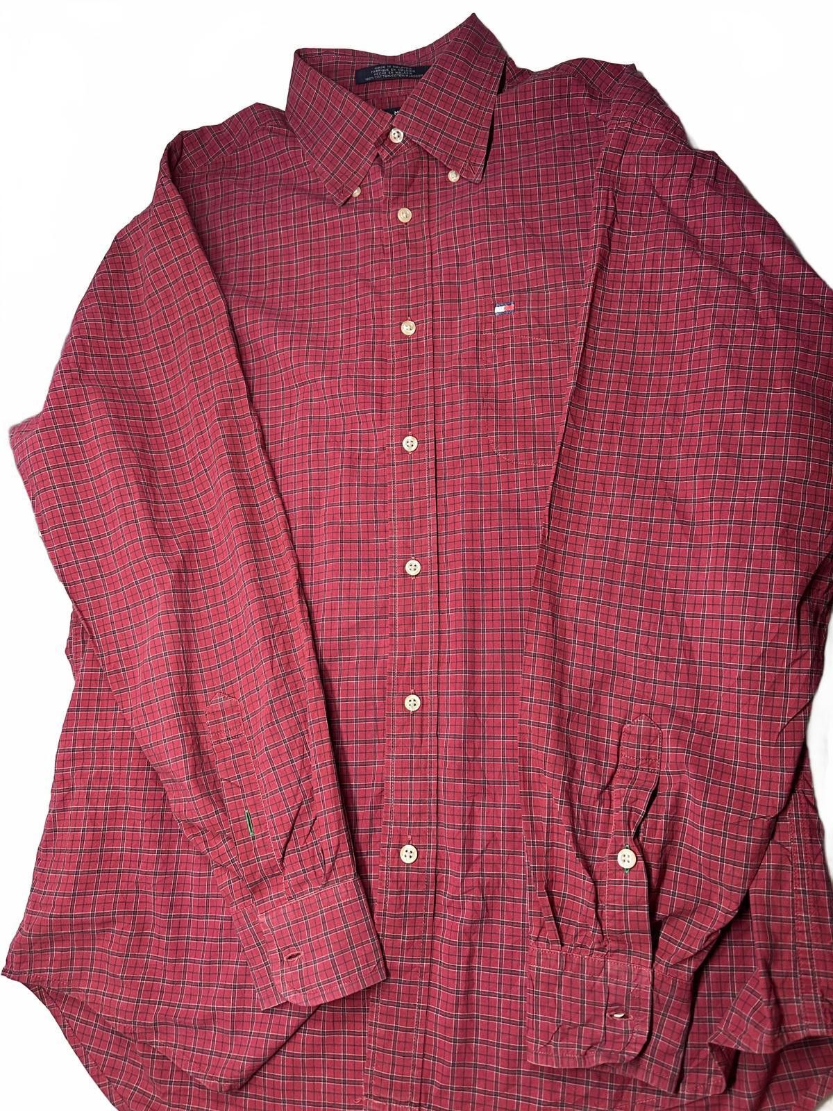 Tommy Hilfiger Tommy Hilfiger Men's Checkered Shirt - Burgundy Size US M / EU 48-50 / 2 - 4 Thumbnail