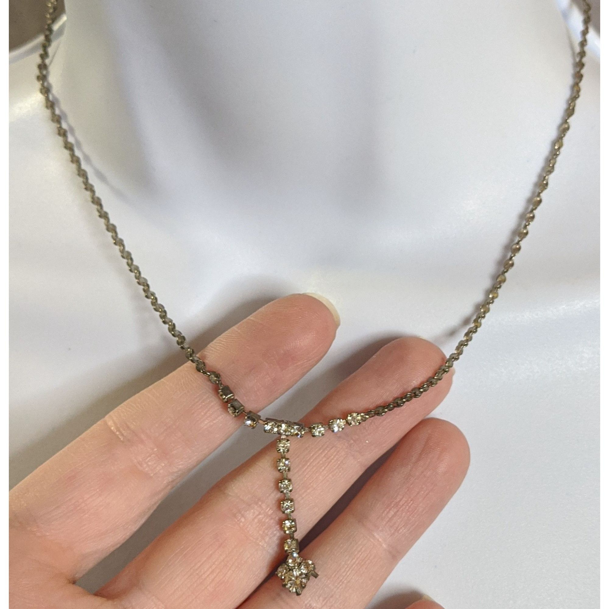 Other Vintage Rhinestone Y Necklace With Elegant Drop Pendant Size ONE SIZE - 2 Thumbnail