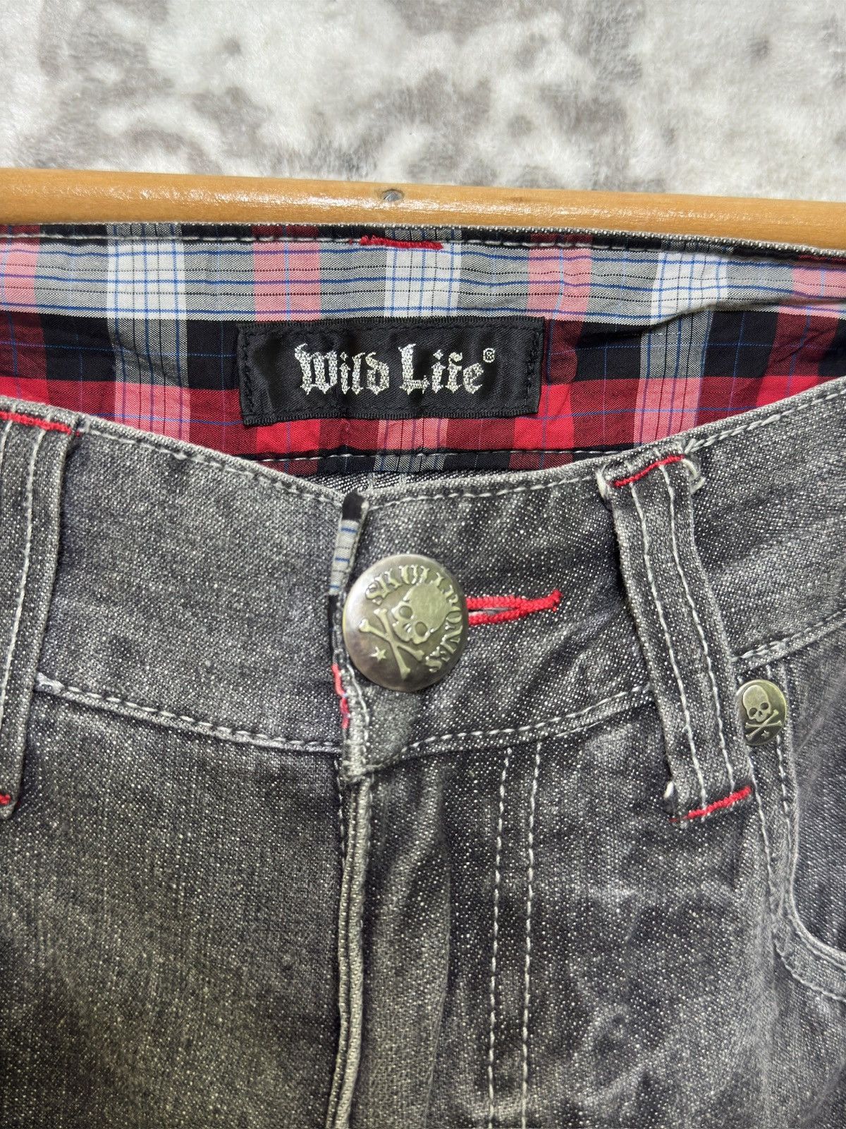 If Six Was Nine Y2K Wild Life Streetwear Poem Print Black Grey Jeans Size US 31 - 8 Thumbnail