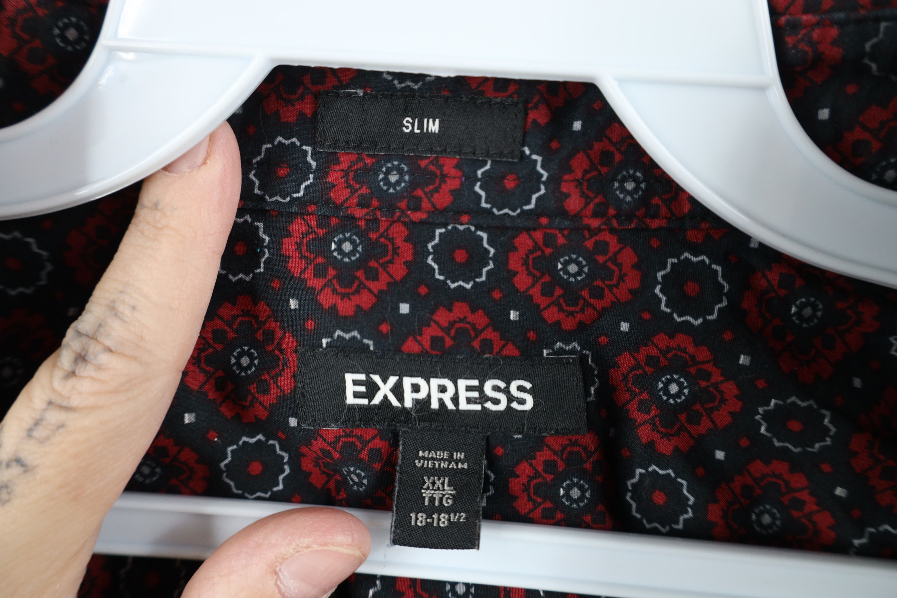 Express Express Slim Geometric Tapestry Collared Button Shirt Cotton Size US XXL / EU 58 / 5 - 5 Thumbnail