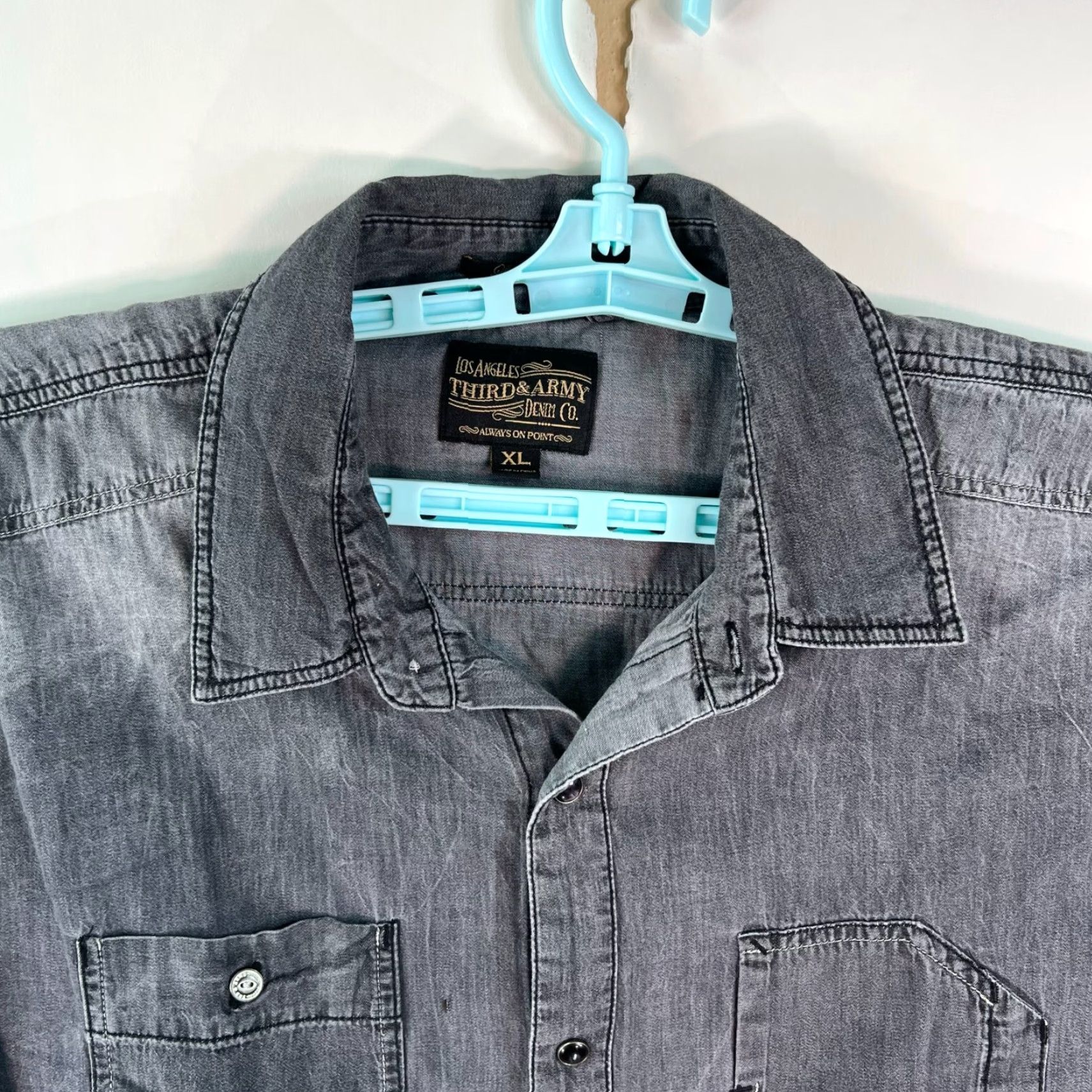 Vintage VINTAGE Third Army LA Shirt Mens XL Gray Pockets Laundered Shirt 90s Mens Clothing Button-Up Size US XL / EU 56 / 4 - 4 Thumbnail