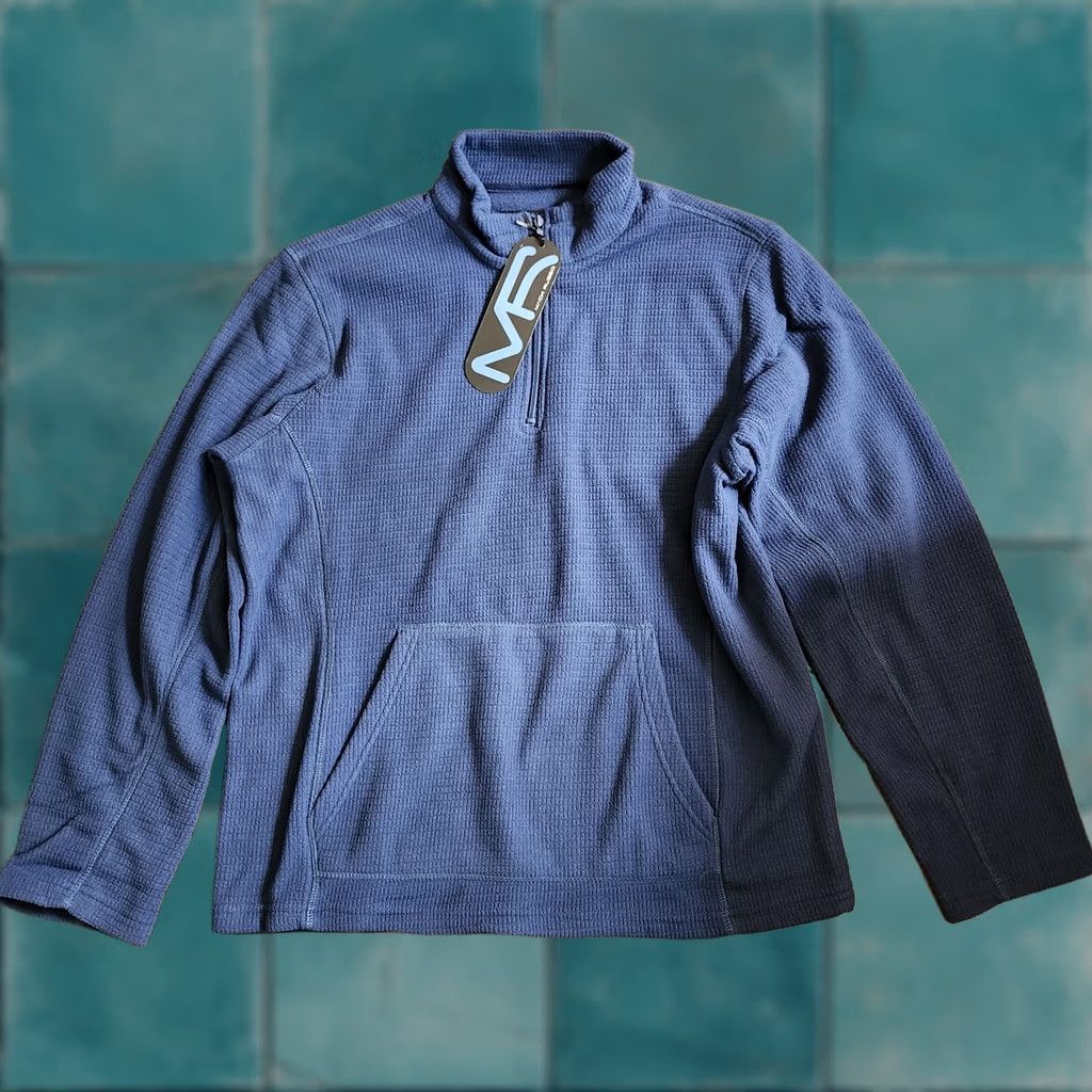 Vintage Mack Navy Blue Sweater 1/4 Zip Pocket - Size L - Men - Polyester - Pullover - Regular Fit - NWT Size US L / EU 52-54 / 3 - 1 Thumbnail