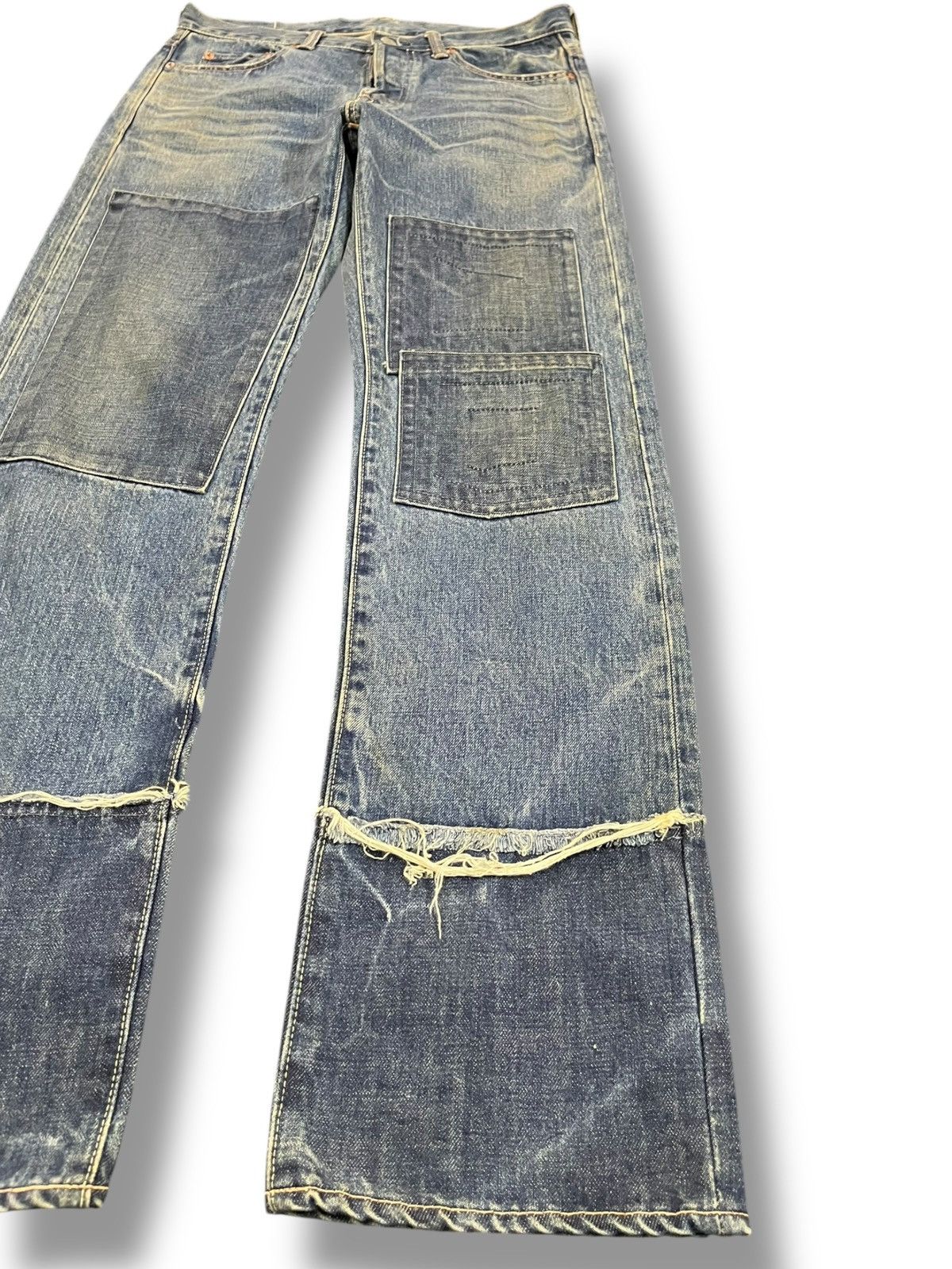 Beauty Beast × Heron Preston Vintage WWL Reconstructed Studded Stars Denim Size US 32 / EU 48 - 4 Thumbnail