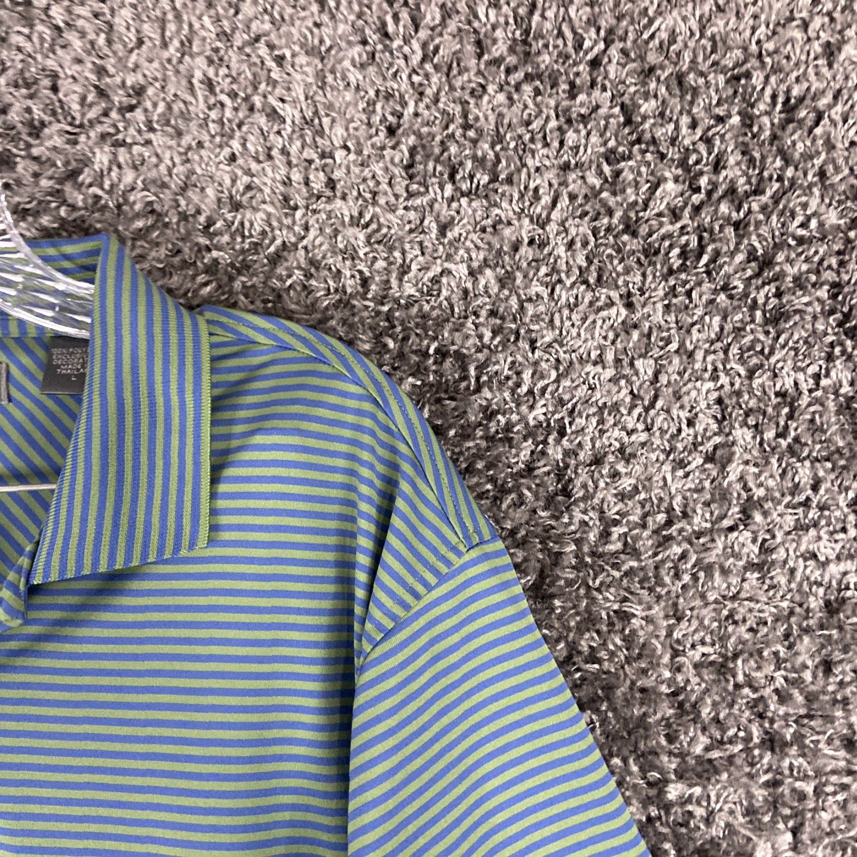 Izod VINTAGE IZOD Golf Polo Mens L Green Blue Striped Short Sleeve Size US L / EU 52-54 / 3 - 4 Thumbnail