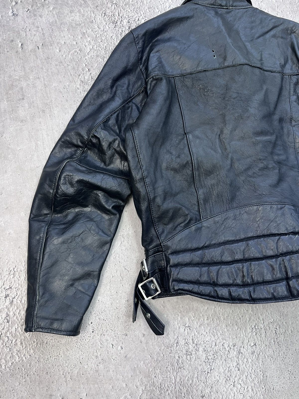 VINTAGE BIKER 2000s archive moto leather jacket diesel Y2K