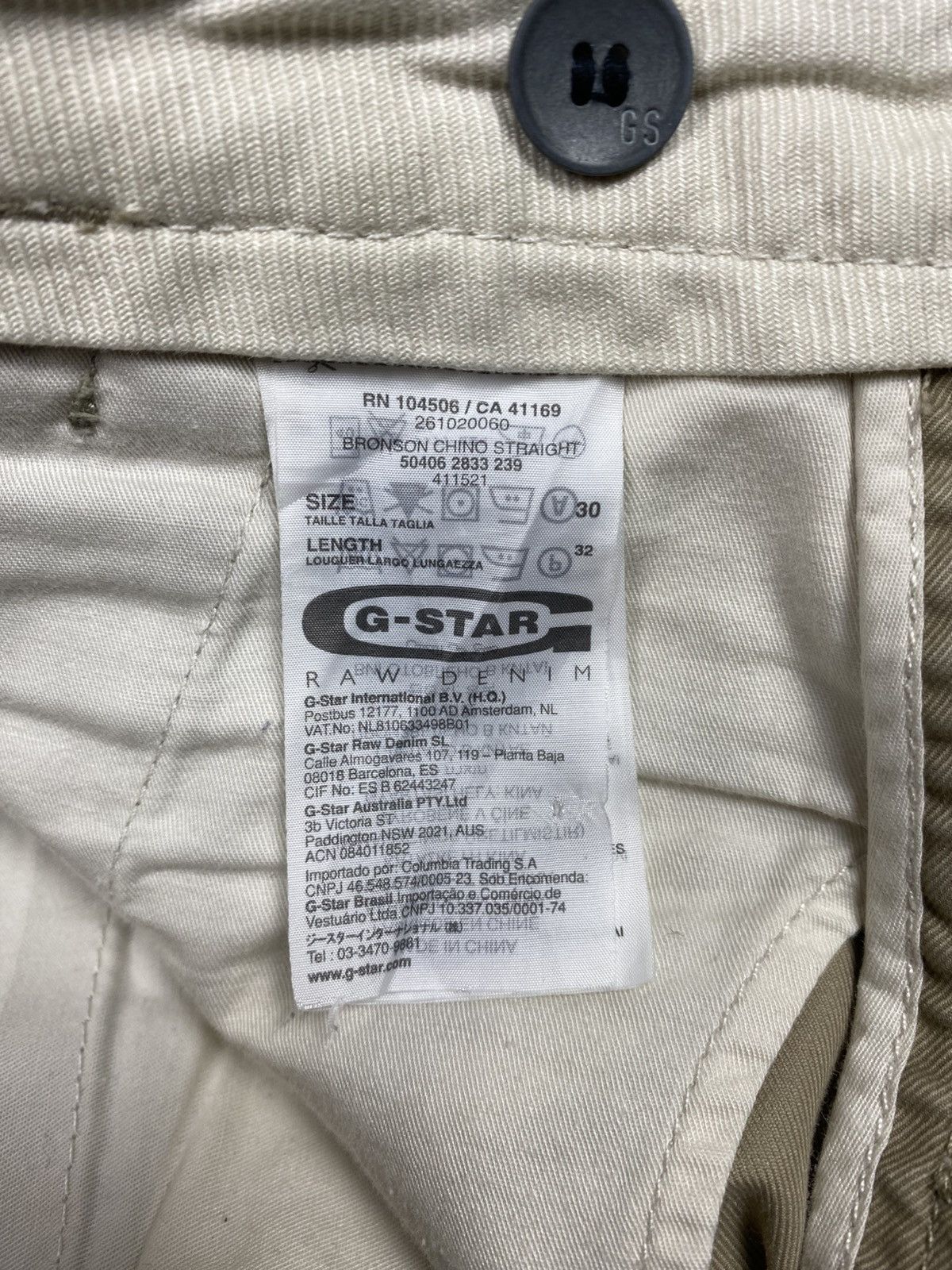 G-Star G-Star Raw Bronson Chino Straight Beige Chinos W30 L32 Size US 30 / EU 46 - 22 Thumbnail