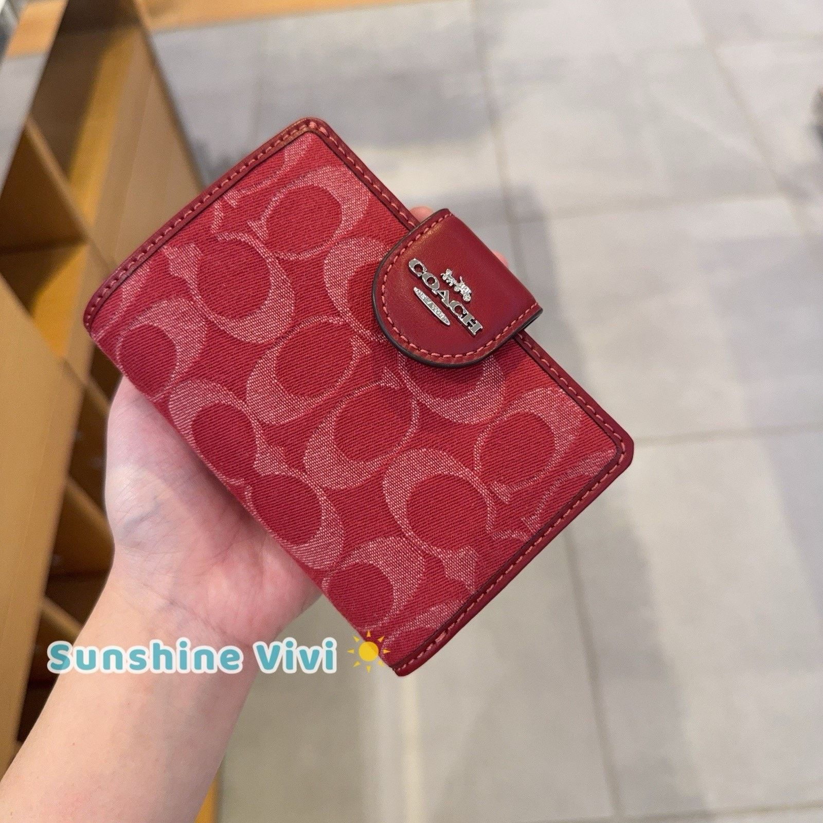 Coach Coach Medium Corner Zip Wallet CDF13 denim/Silver/True Red Size ONE SIZE - 6 Thumbnail