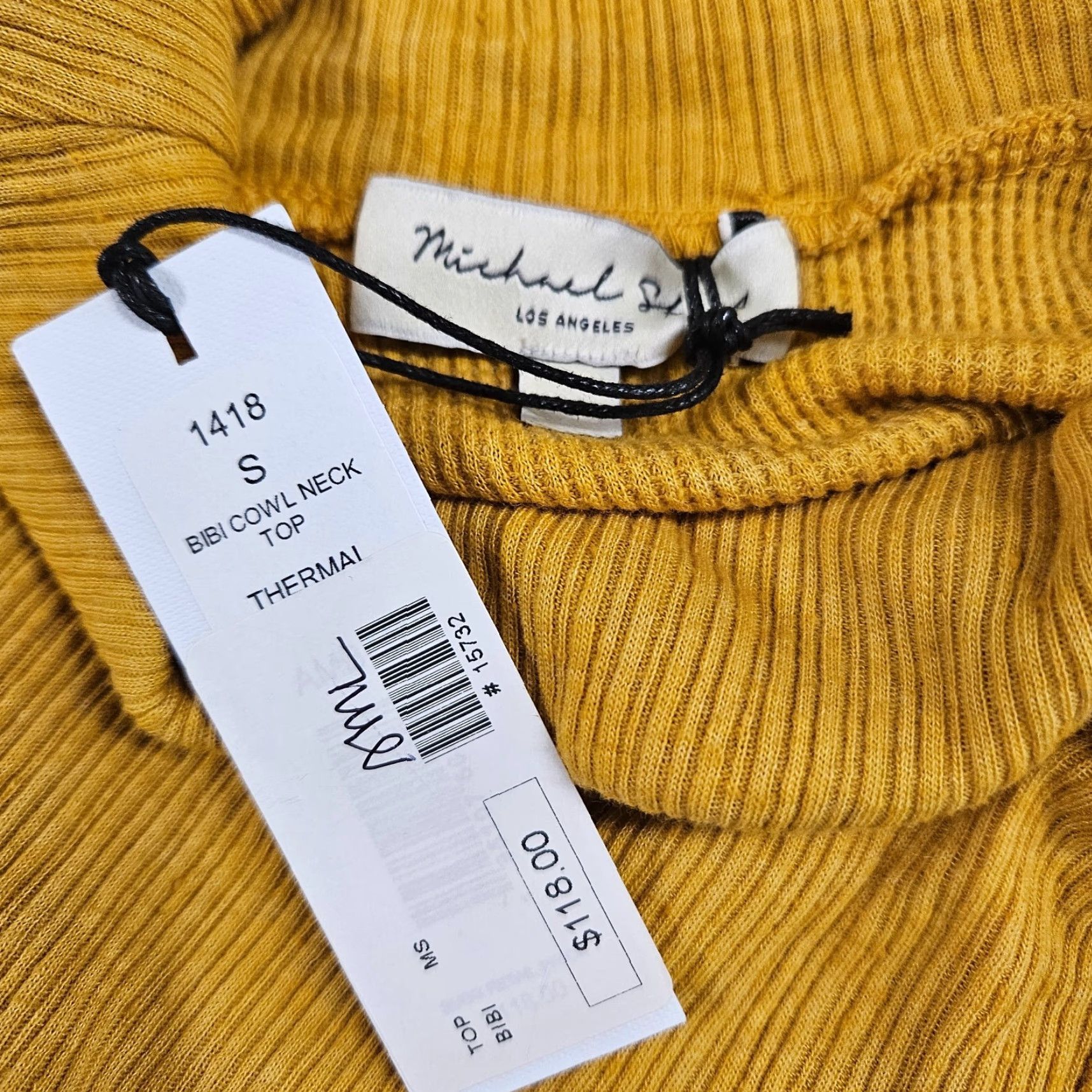 Michael Stars Michael Stars Womens Bibi Cowl Neck Top Sz Small Yellow Long Sleeve Size S / US 4 / IT 40 - 6 Thumbnail