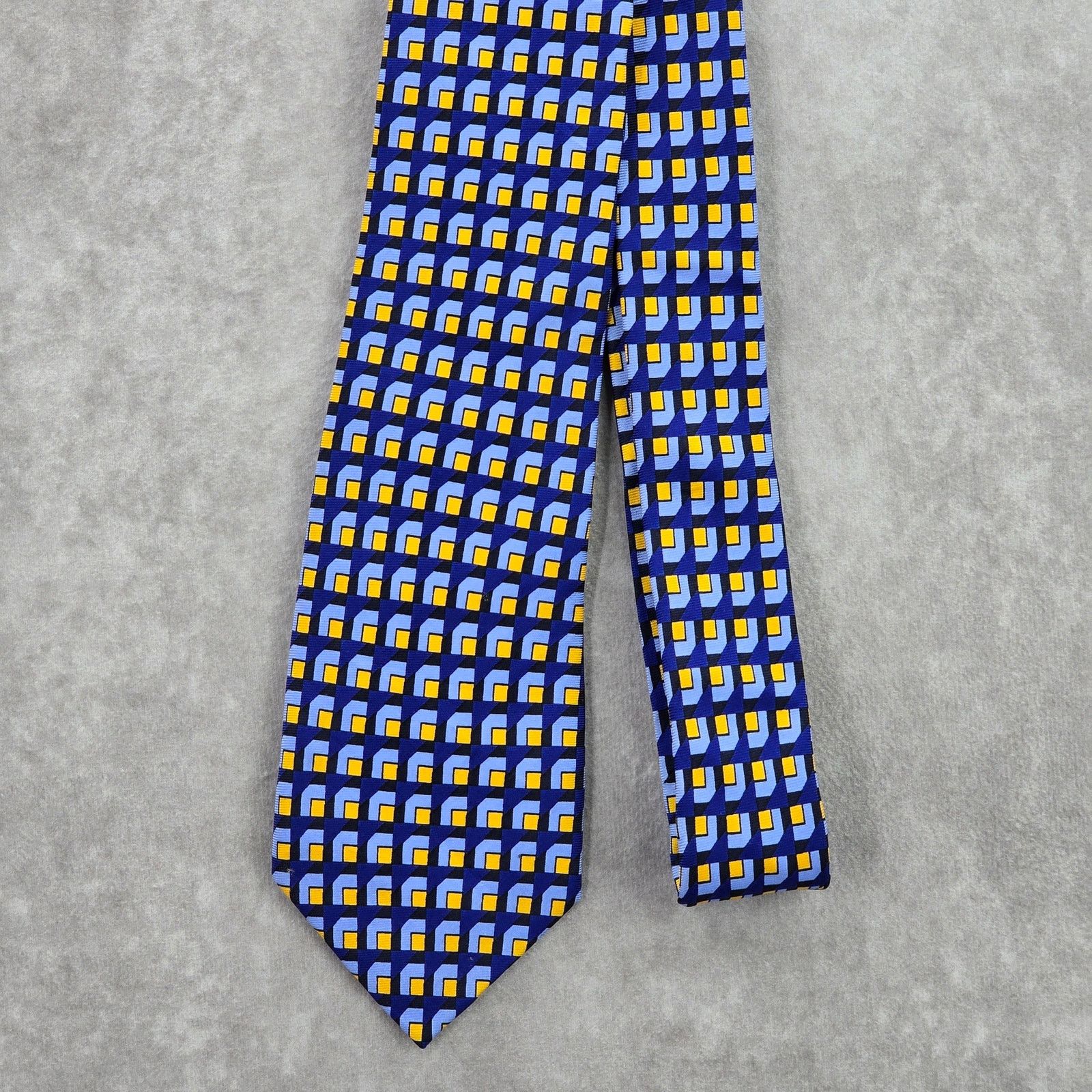 Banana Republic Banana Republic Blue Yellow Square Silk Men's Neck Tie Size 30 - 2 Thumbnail