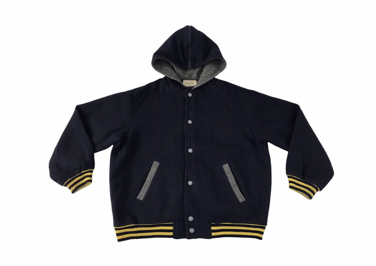 Japanese Brand Small Doll Network Varsity Hooded Jacket Wool Sleeve Size US L / EU 52-54 / 3 - 1 Thumbnail