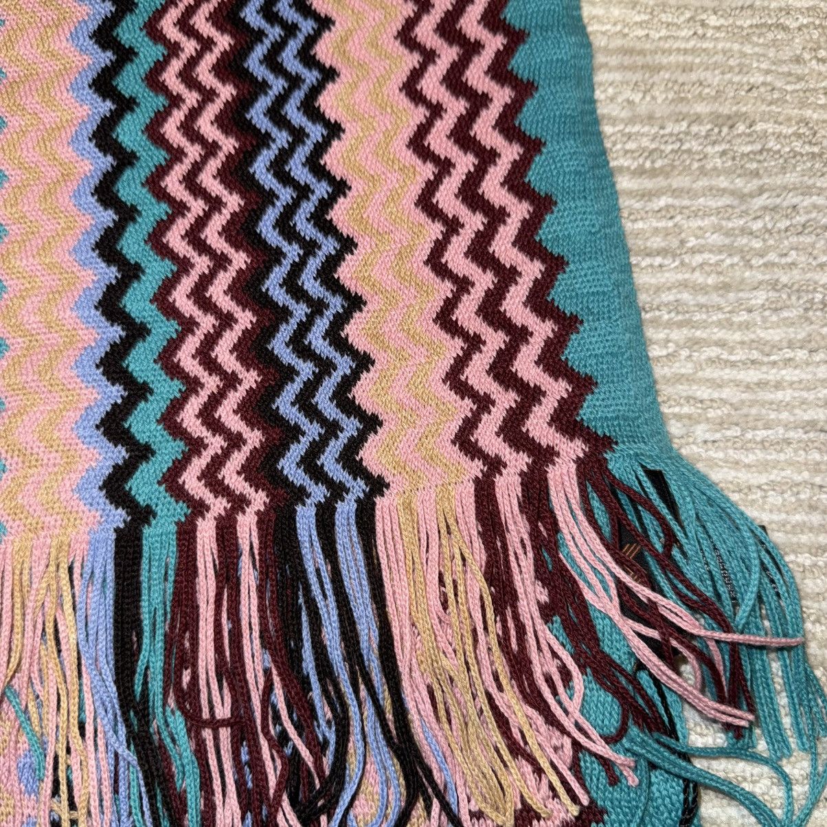 Missoni NEW Missoni Fringed Knit Wool Jacquard Zigzag Colorful Scarf Size ONE SIZE - 8 Thumbnail
