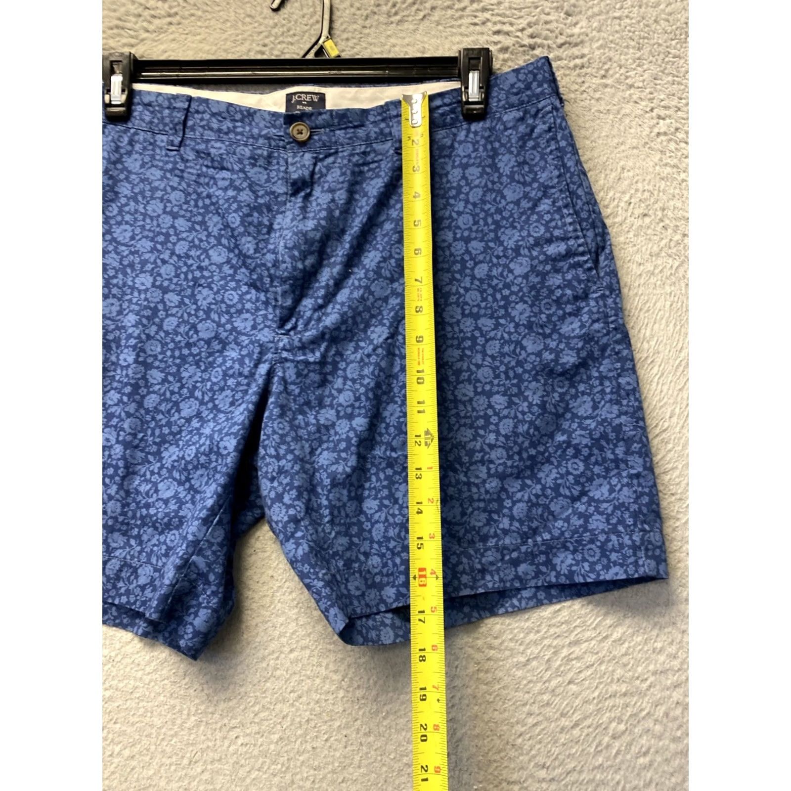 J.Crew J.CREW Men Shorts Size 35 Blue Chino Flower Pockets Flat Front Button 7 Inseam Regular Mens Size US 35 - 5 Thumbnail