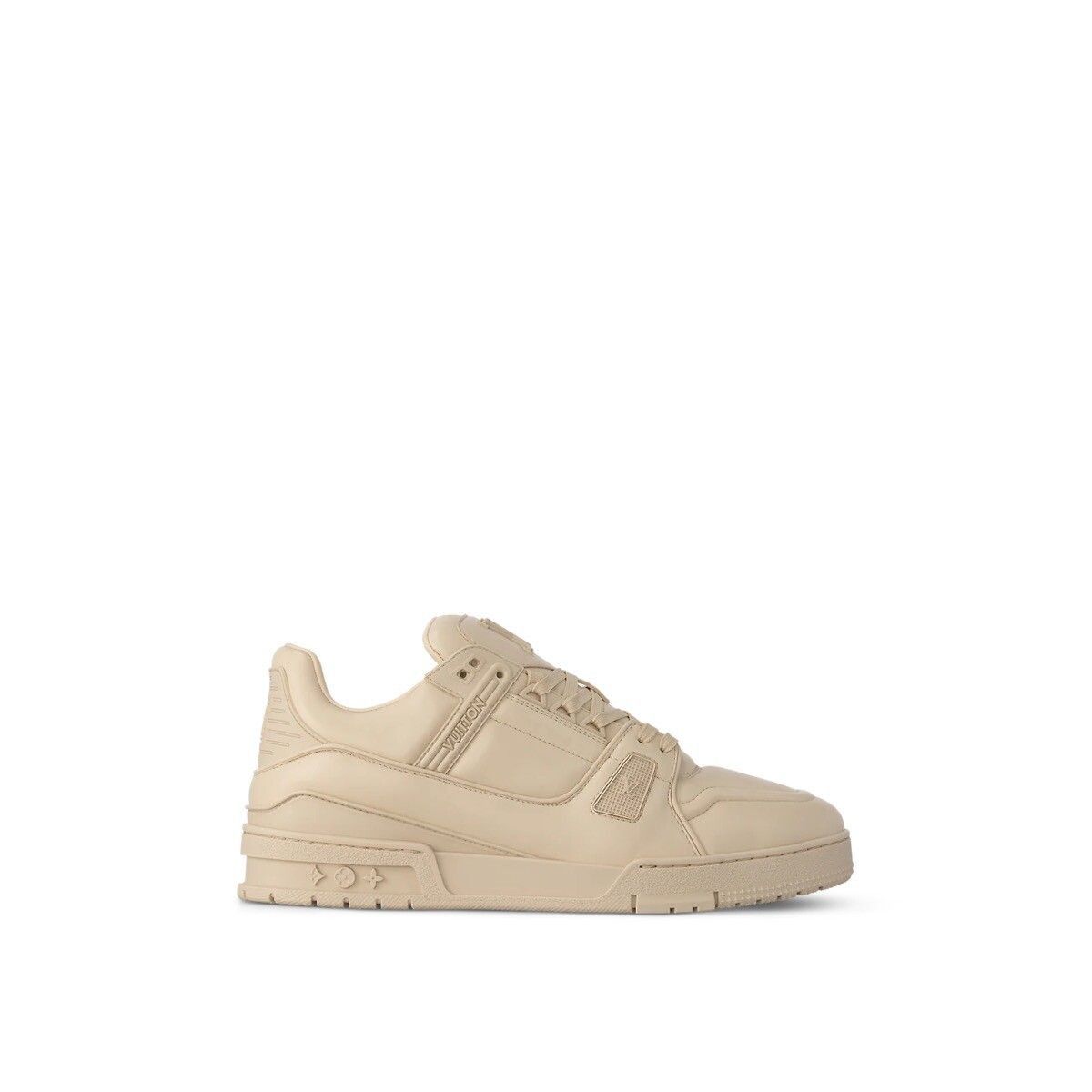 image of Louis Vuitton Lv Shoes Sneakers Leather Logo In Beige, Men's (Size 13)