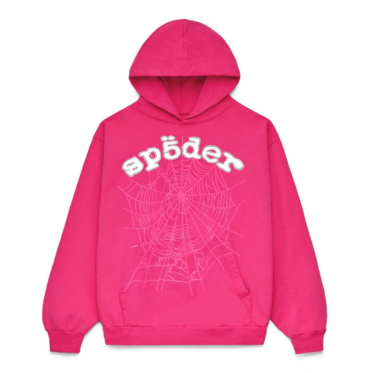 image of Spider Worldwide Sp5Der Rhinestone Legacy Web Hoodie Pink & White, Men's (Size 2XL)