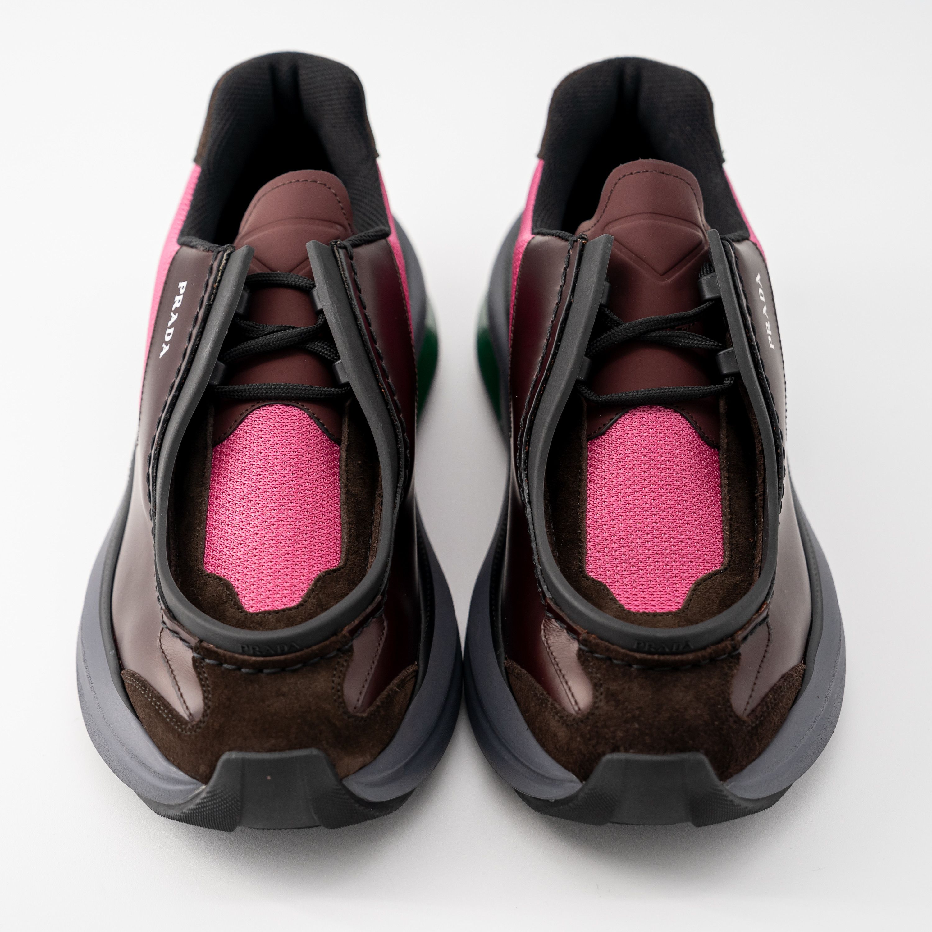 Prada 8uk 9 US Prada Systeme Leather Sneakers Suede Brown Pink Size US 9 / EU 42 - 3 Thumbnail