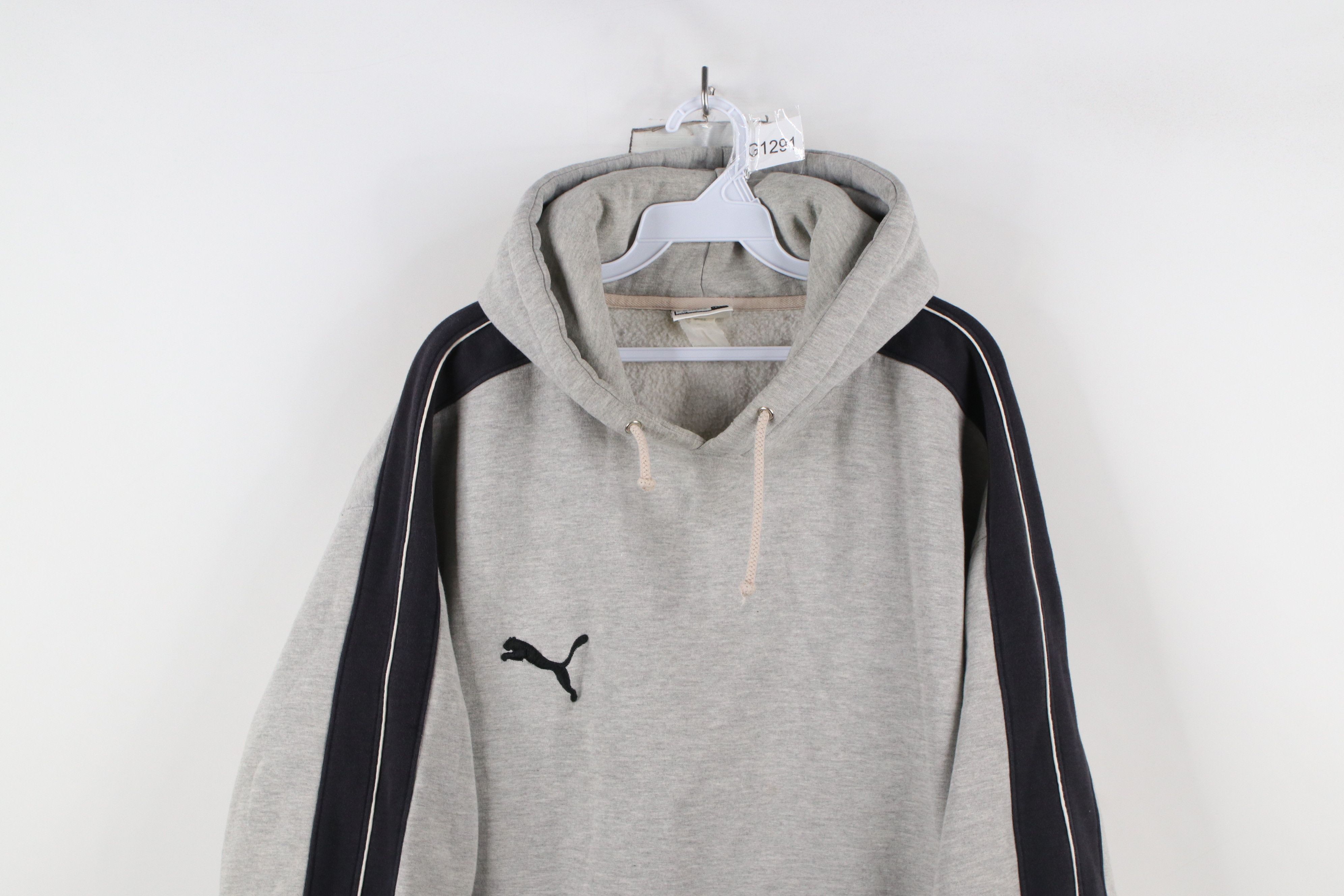 Puma × Vintage Vintage 90s Puma Heavyweight Hoodie Sweatshirt Heather Gray Size US XL / EU 56 / 4 - 2 Thumbnail