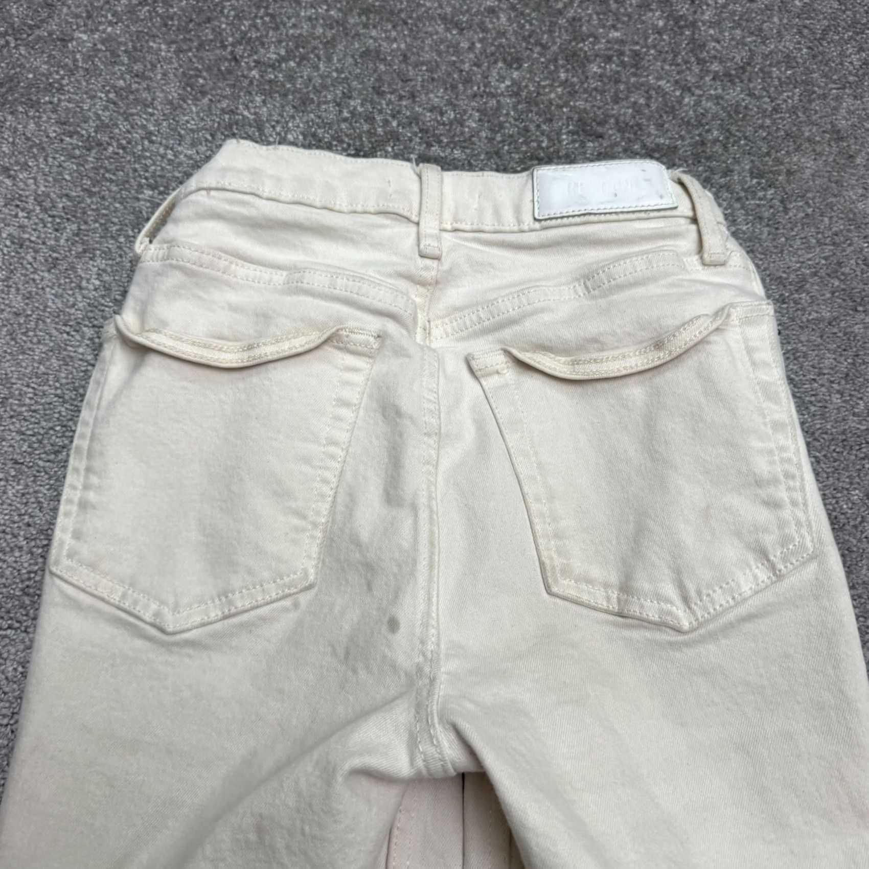 RE/DONE RE/DONE 70s Stove Pipe High Rise Button Fly Denim Jeans Womens 26 Beige Stretch Size 26" / US 2 / IT 38 - 5 Thumbnail