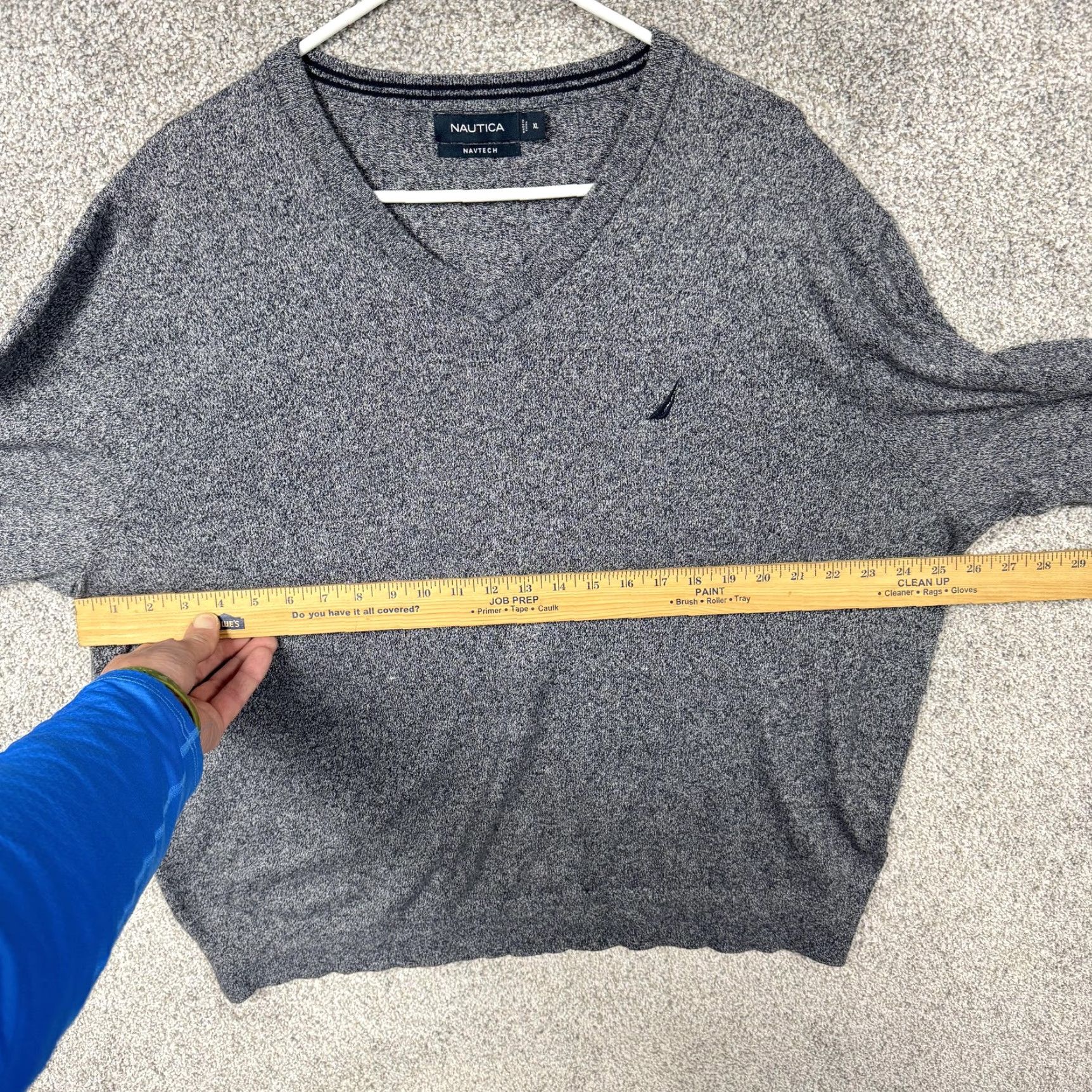 Nautica Nautica Sweater Mens XL Gray V-Neck Navtech Pullover Knit Sailboat Logo Classic Knit Shirt Size US XL / EU 56 / 4 - 4 Thumbnail