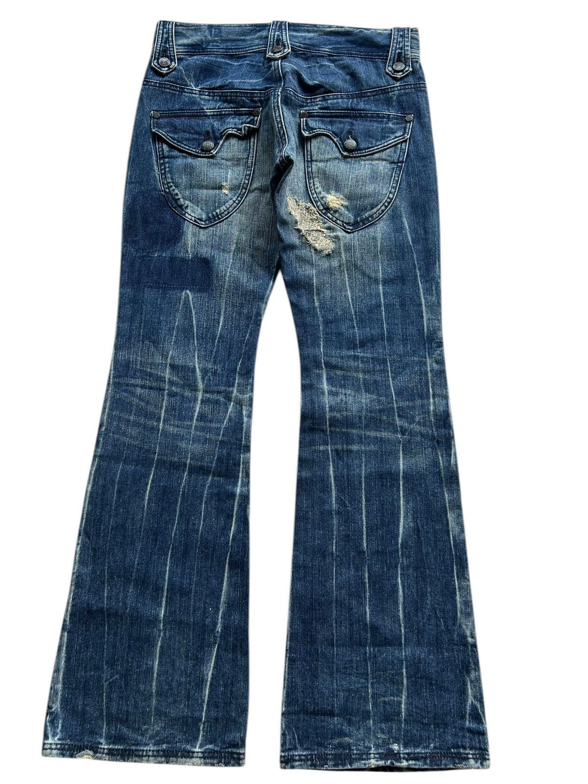Kapital Flare Japanese Punk Style Distressed Denim Jeans Size US 32 / EU 48 - 2 Thumbnail