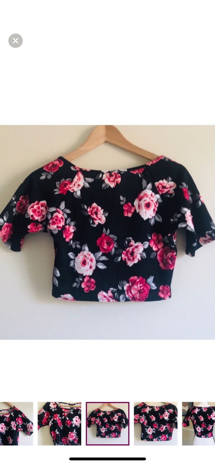 Forever 21 FOREVER 21 FLORAL SHORT SLEEVE CROP TOP Size L / US 10 / IT 46 - 6 Thumbnail