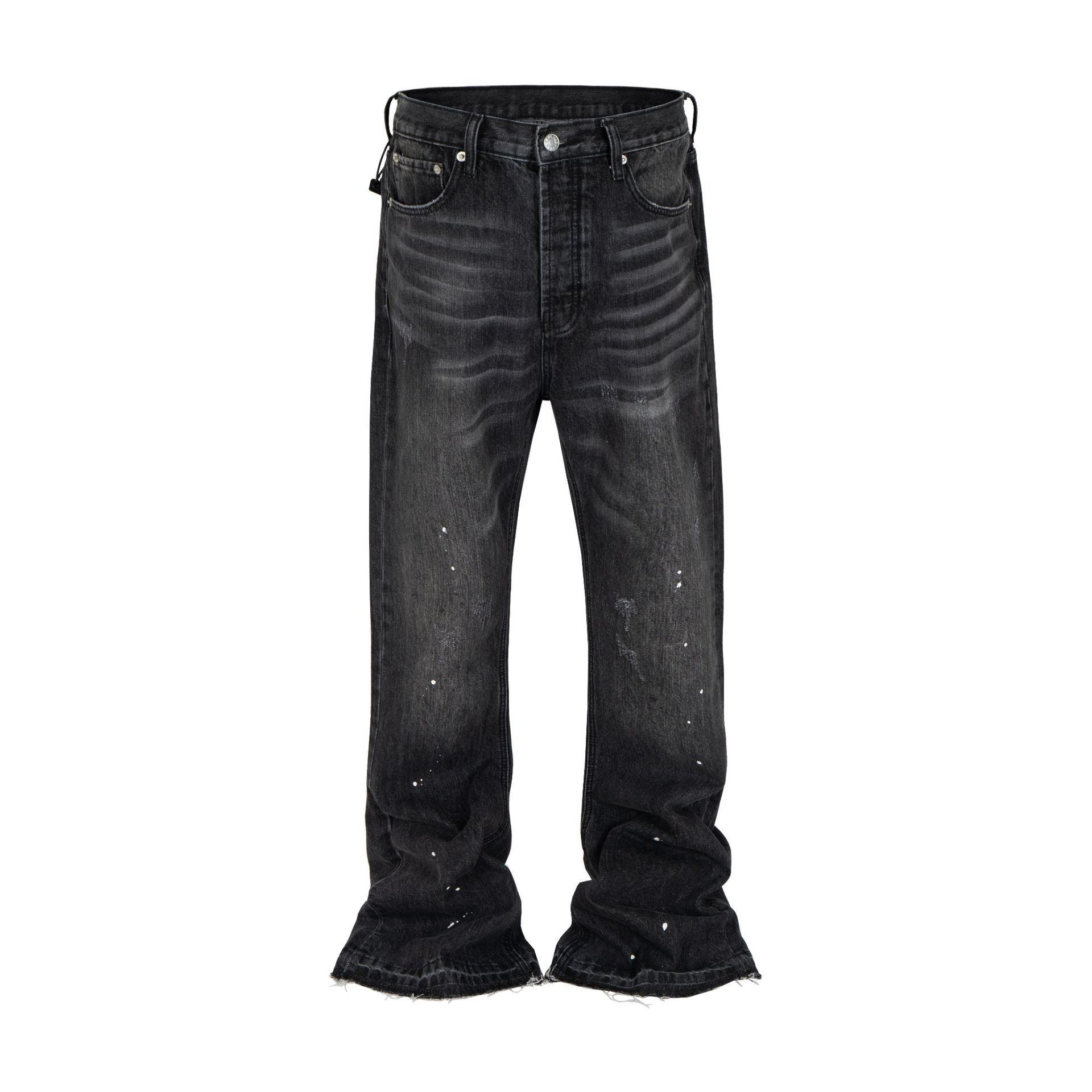 Vintage Street washed loose distressed ink-splashed flared jeans Size US 32 / EU 48 - 1 Thumbnail