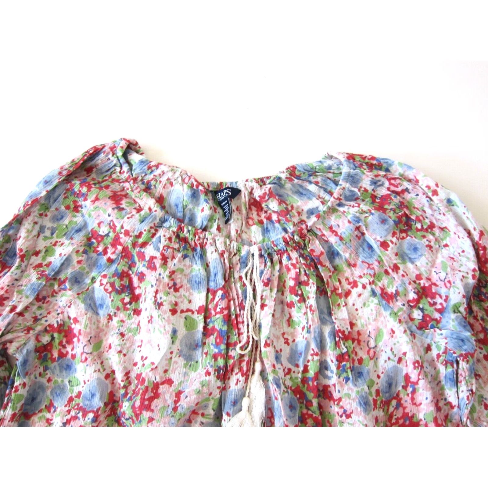 Chaps Chaps Ralph Lauren Blouse Pink White Floral 3/4 Sleeve Peasant Cotton Small Womens Size S / US 4 / IT 40 - 4 Thumbnail