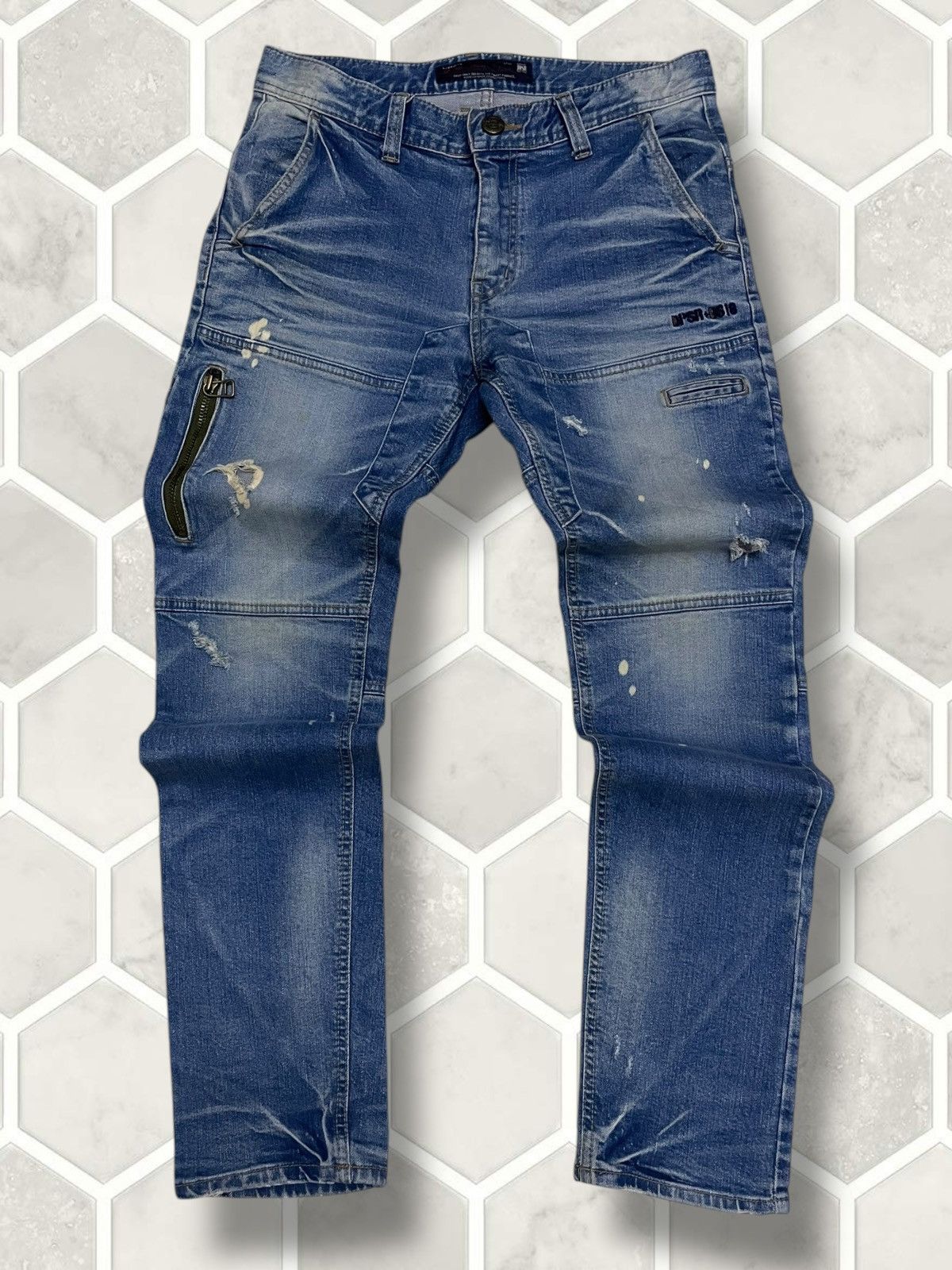 Blue Blue Japan Vintage Japan Designer DPSR Premium Splash Distressed Denim Size US 32 / EU 48 - 1 Thumbnail