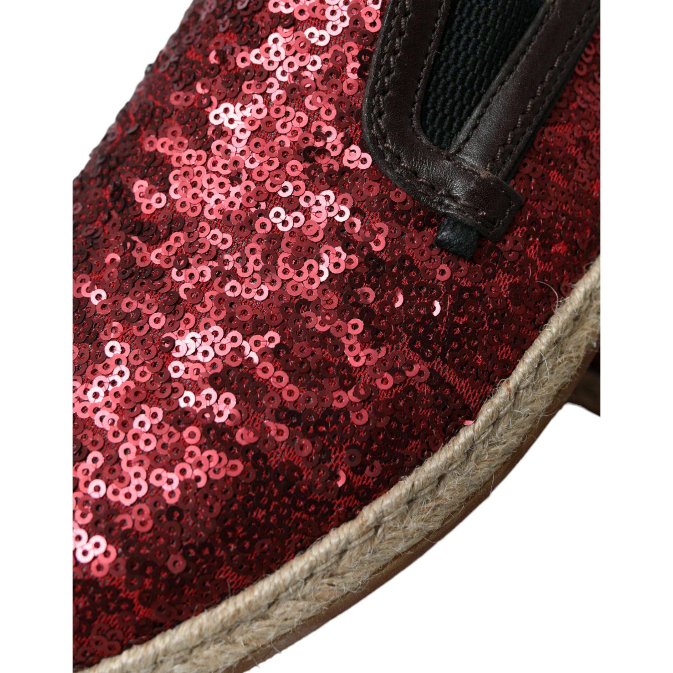 Dolce & Gabbana Red Sequined Loafers Slippers Men Shoes display picture 2