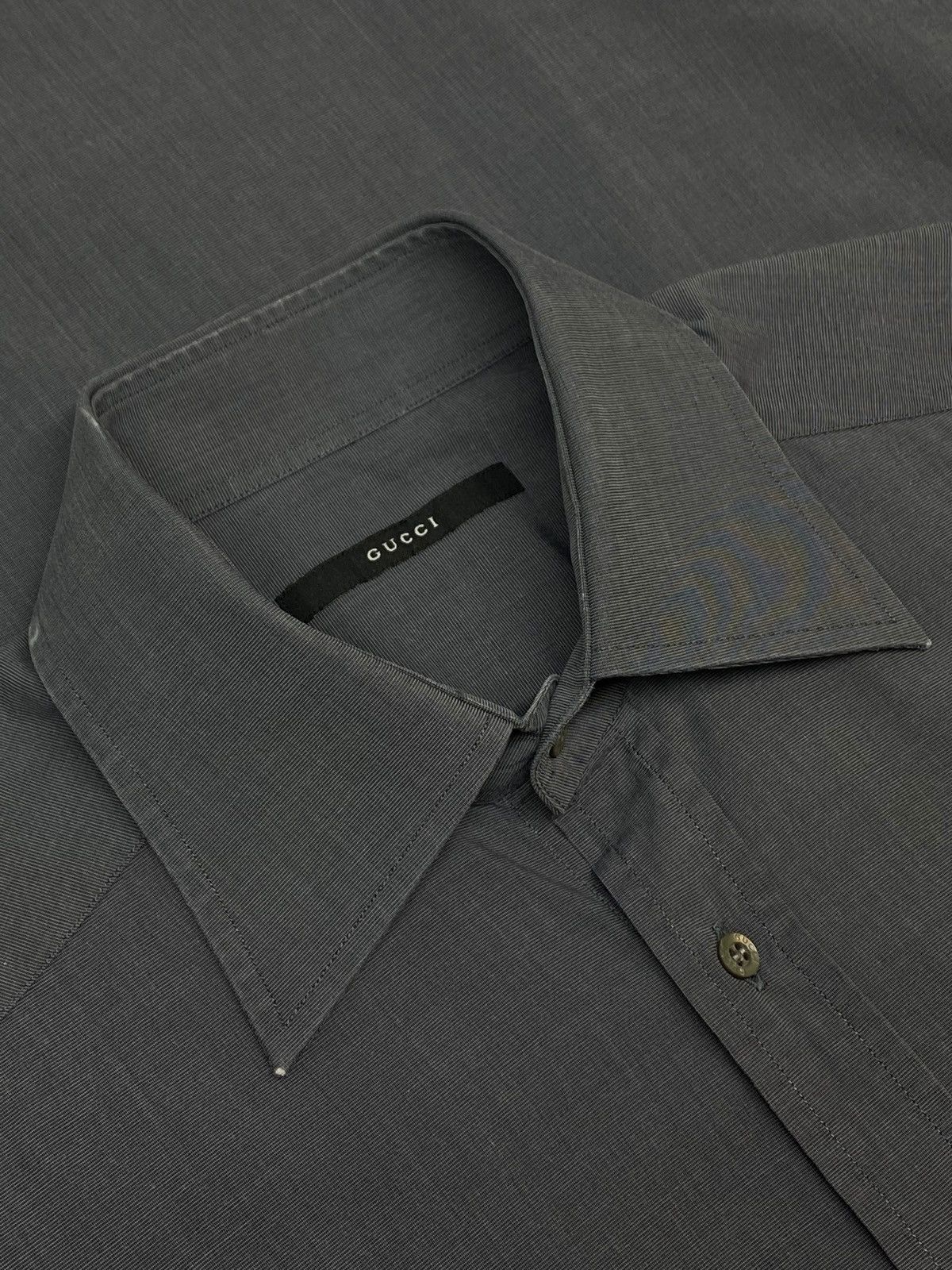 Gucci Vintage Gucci Gray Button Up Dress Shirt Rare Size US M / EU 48-50 / 2 - 15 Thumbnail
