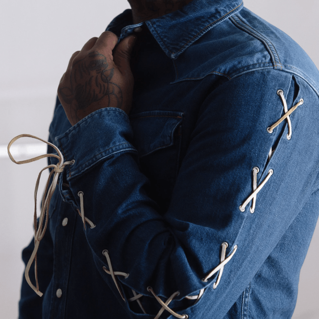 Kapital Kapital Denim Lace-up Western Shirt Indigo (Sz 3, fits M) Size US M / EU 48-50 / 2 - 10 Thumbnail