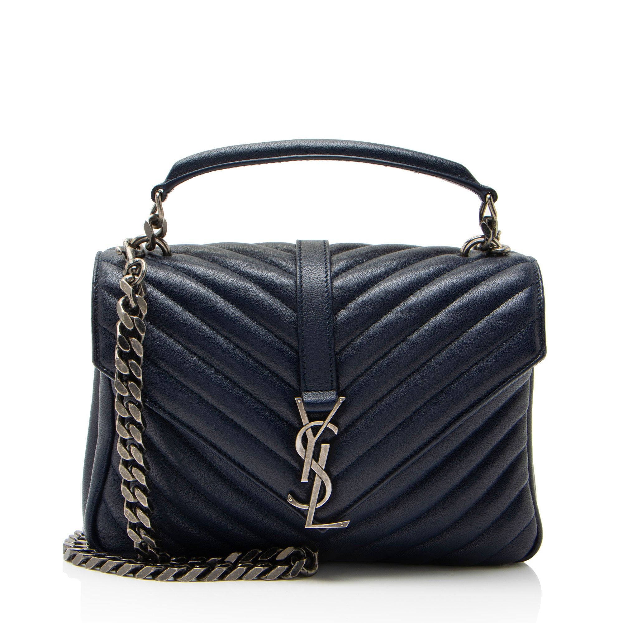 Saint Laurent Paris Saint Laurent Matelasse Calfskin Monogram College Medium Sho Size ONE SIZE - 1 Thumbnail