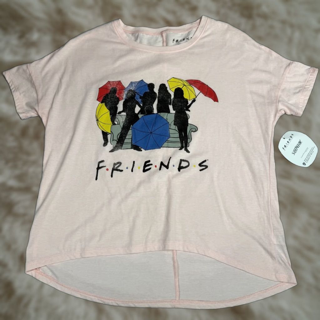 Pinko Friends Pajama Top Shirt Womens Short Sleeve Graphic Print Sz M Pink NWT Size M / US 6-8 / IT 42-44 - 1 Thumbnail