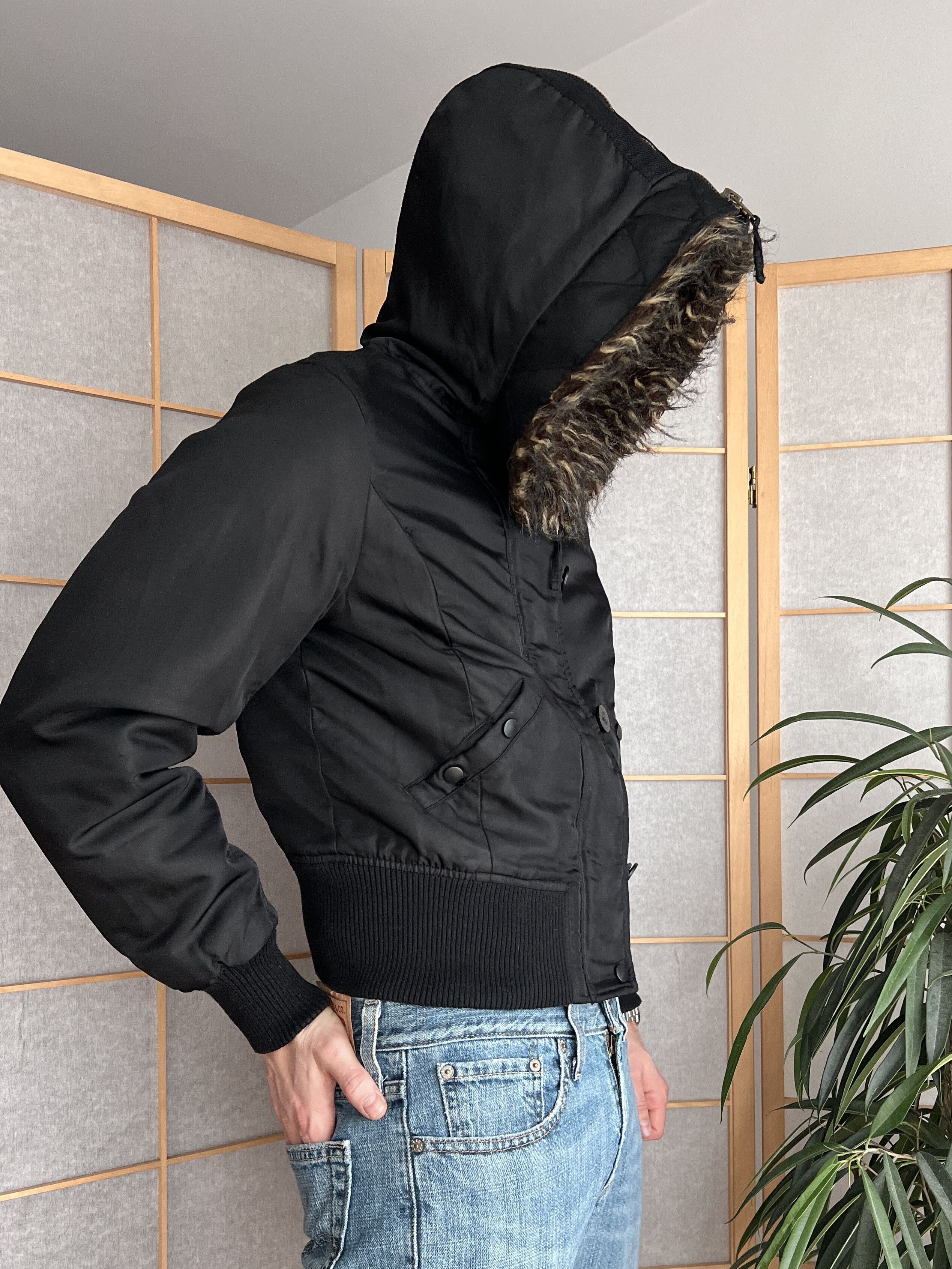 If Six Was Nine Avant garde vintage faux fur bomber jacket hood cropped punk Size M / US 6-8 / IT 42-44 - 1 Thumbnail