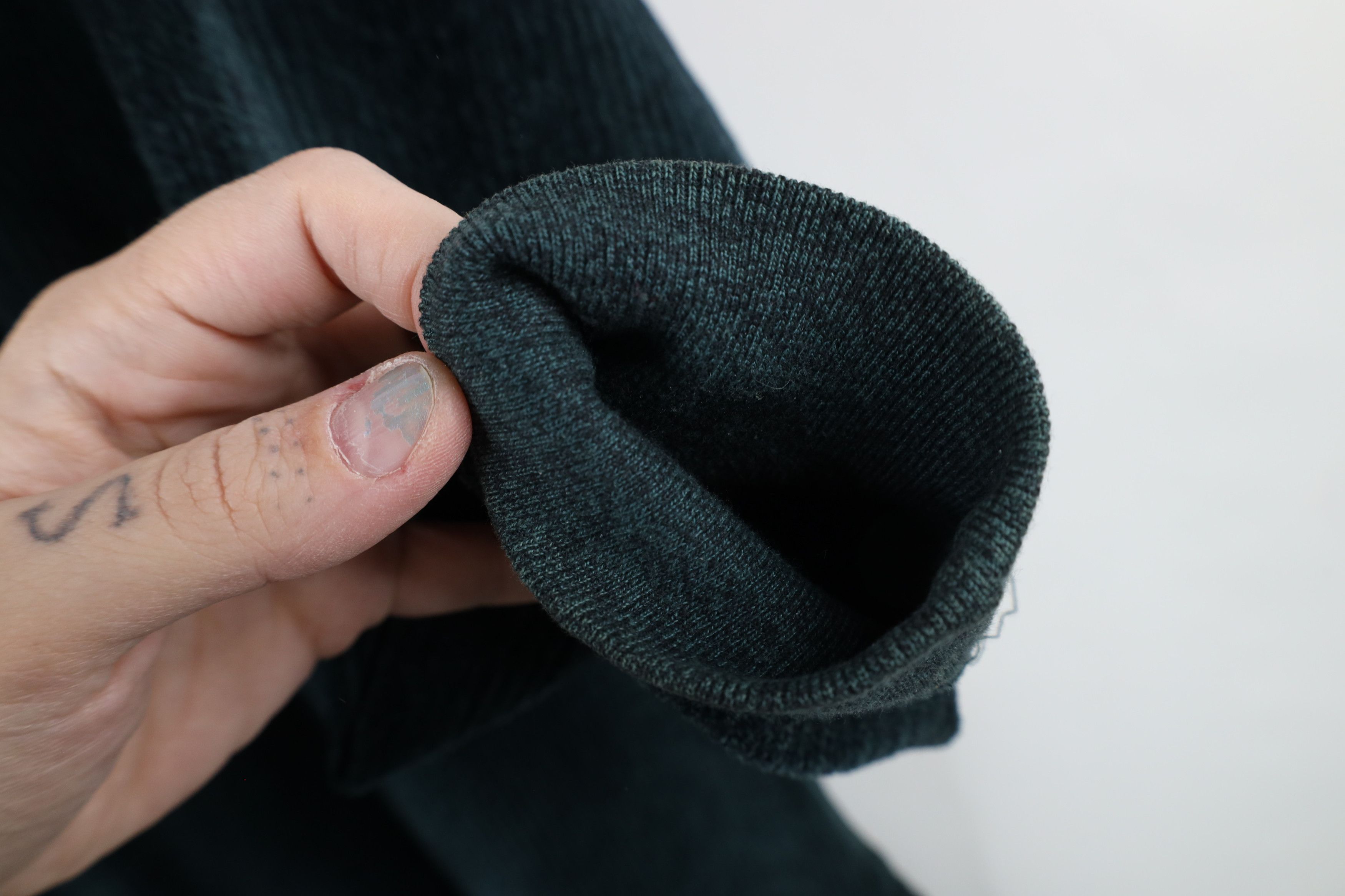 Vintage Vintage 90s Streetwear Ribbed Fleece Long Sleeve Polo Green Size US S / EU 44-46 / 1 - 7 Thumbnail