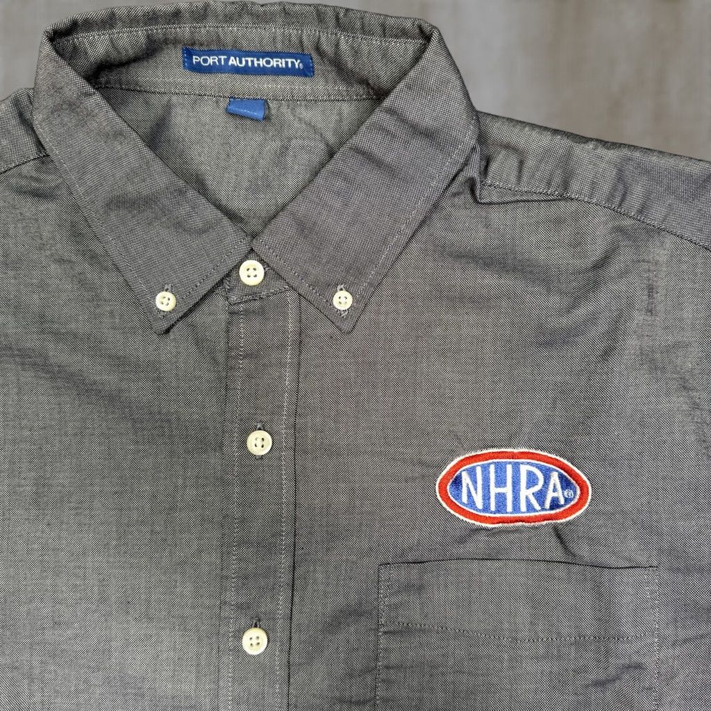 Port Authority Port Authority Shirt Mens Large Gray NHRA Embroidered Short Sleeve Button-Up Size US L / EU 52-54 / 3 - 1 Thumbnail