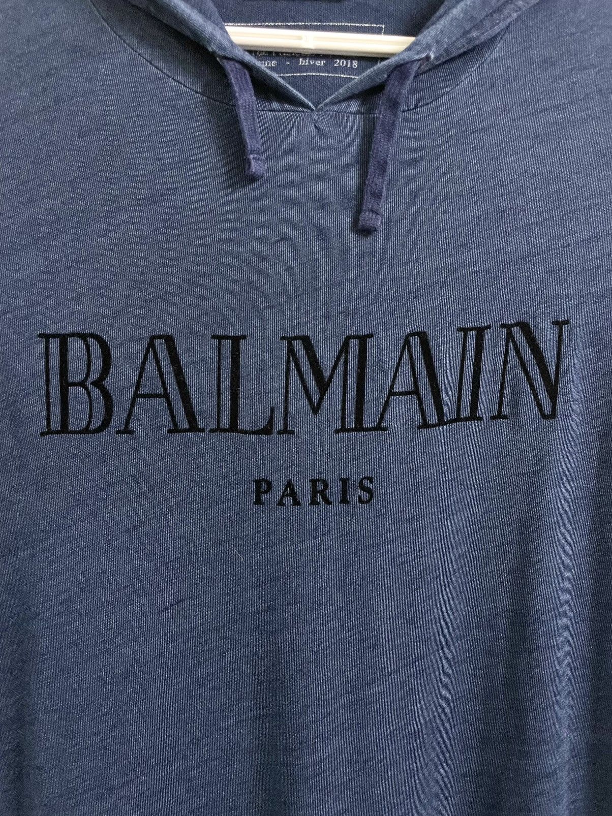 Balmain Balmain Velour Logo Hooded Long Sleeve T-Shirt Hoodie Size US M / EU 48-50 / 2 - 3 Thumbnail