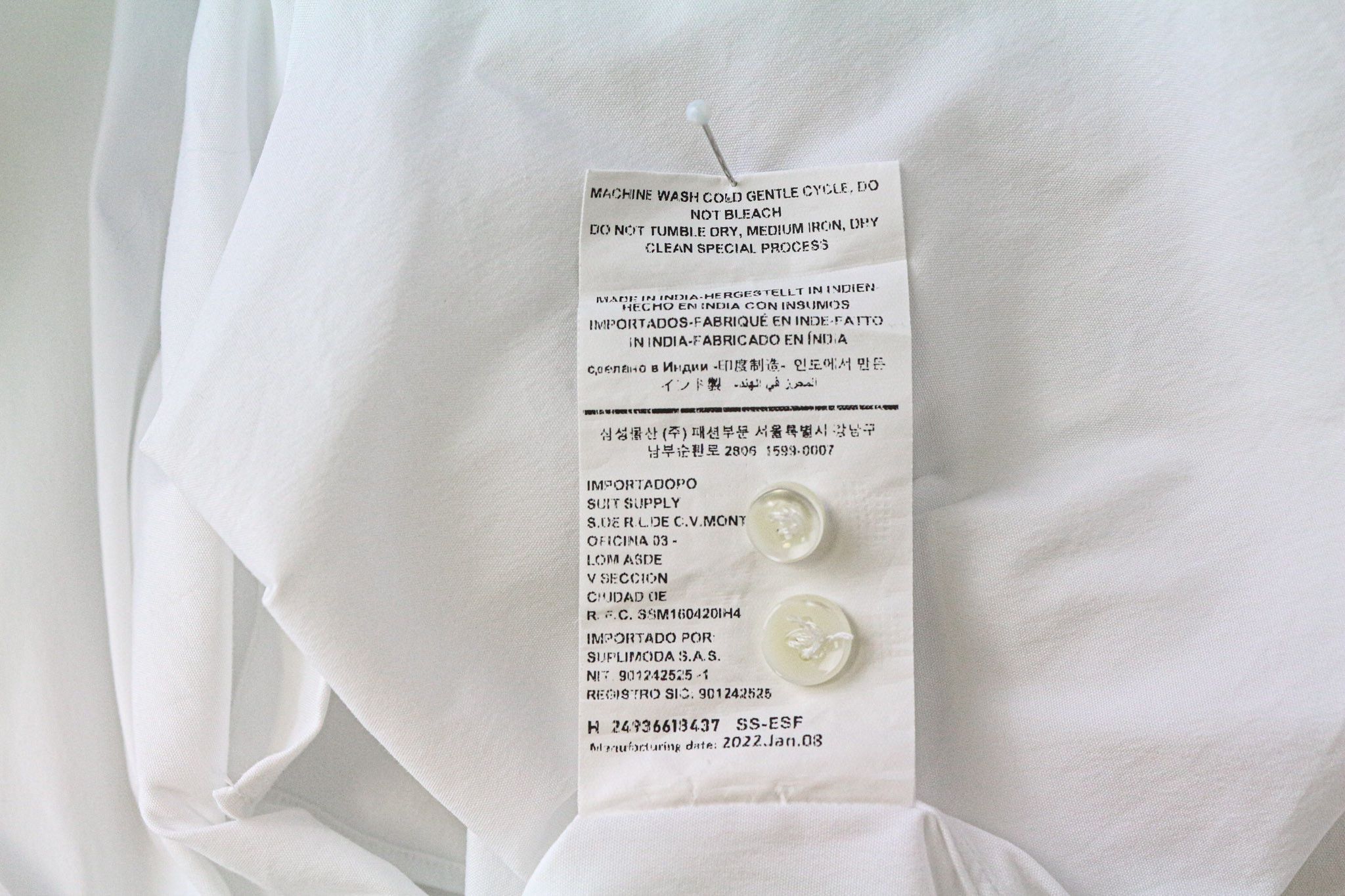 Suitsupply 2XS Extra Slim White Cotton Cutaway Shirt 79427 Size US XXS / EU 40 - 6 Thumbnail