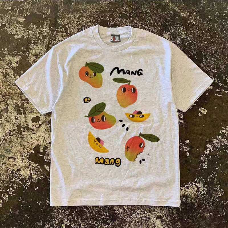 Japanese Brand Gray casual retro mango print loose t-shirt Size US M / EU 48-50 / 2 - 1 Thumbnail