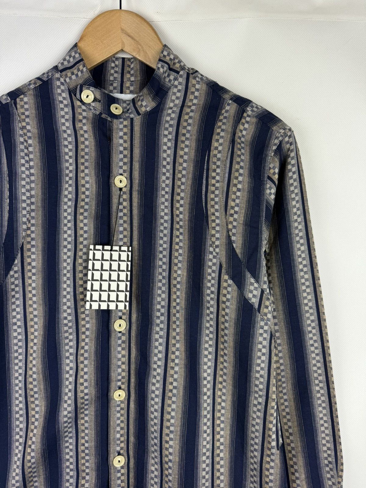 Designer BNWT! Labrum L/S Collarless Patterned Button Up Shirt Size US M / EU 48-50 / 2 - 5 Thumbnail
