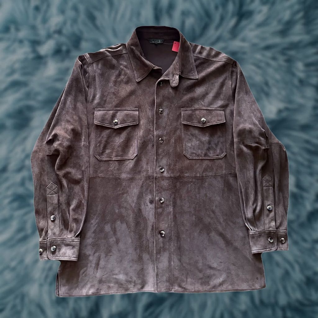 Vintage VINTAGE J.L Powell Brown Suede Leather Button-Up Shirt Jacket Men XL Brown Suede Leather Button-Up Shirt Jacket Men Brown XL 90s Vintage Mens Size US XL / EU 56 / 4 - 1 Thumbnail