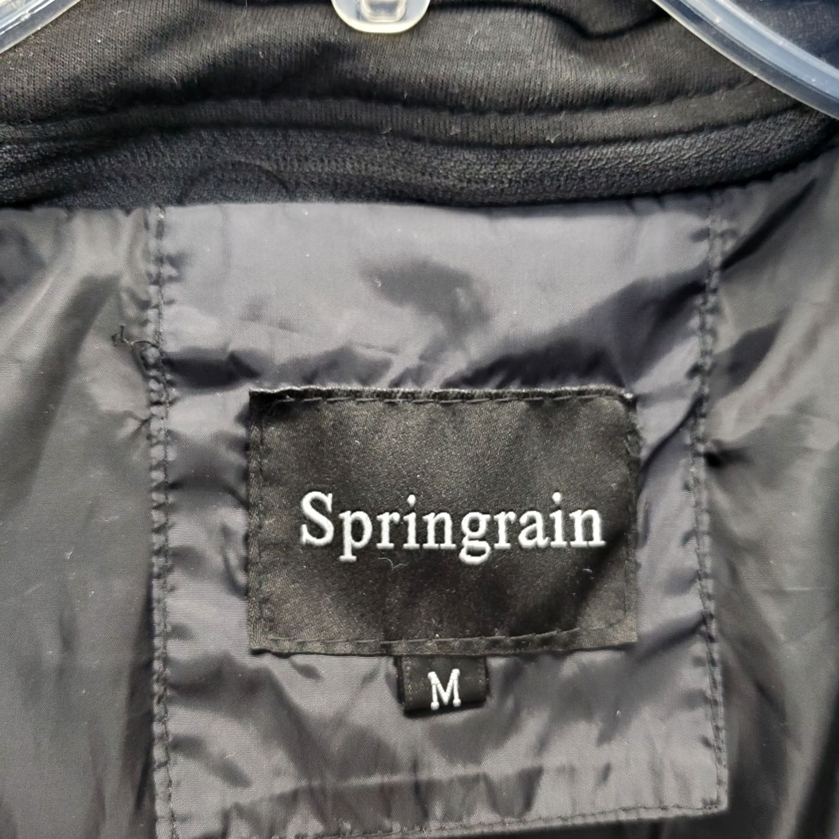 Vintage Springrain Womens Size M Black Hooded Full Zip Faux Leather Bomber Jacket, Pocket, Short Length, Zip, Casual Outerwear 90s Theme? Size M / US 6-8 / IT 42-44 - 5 Thumbnail