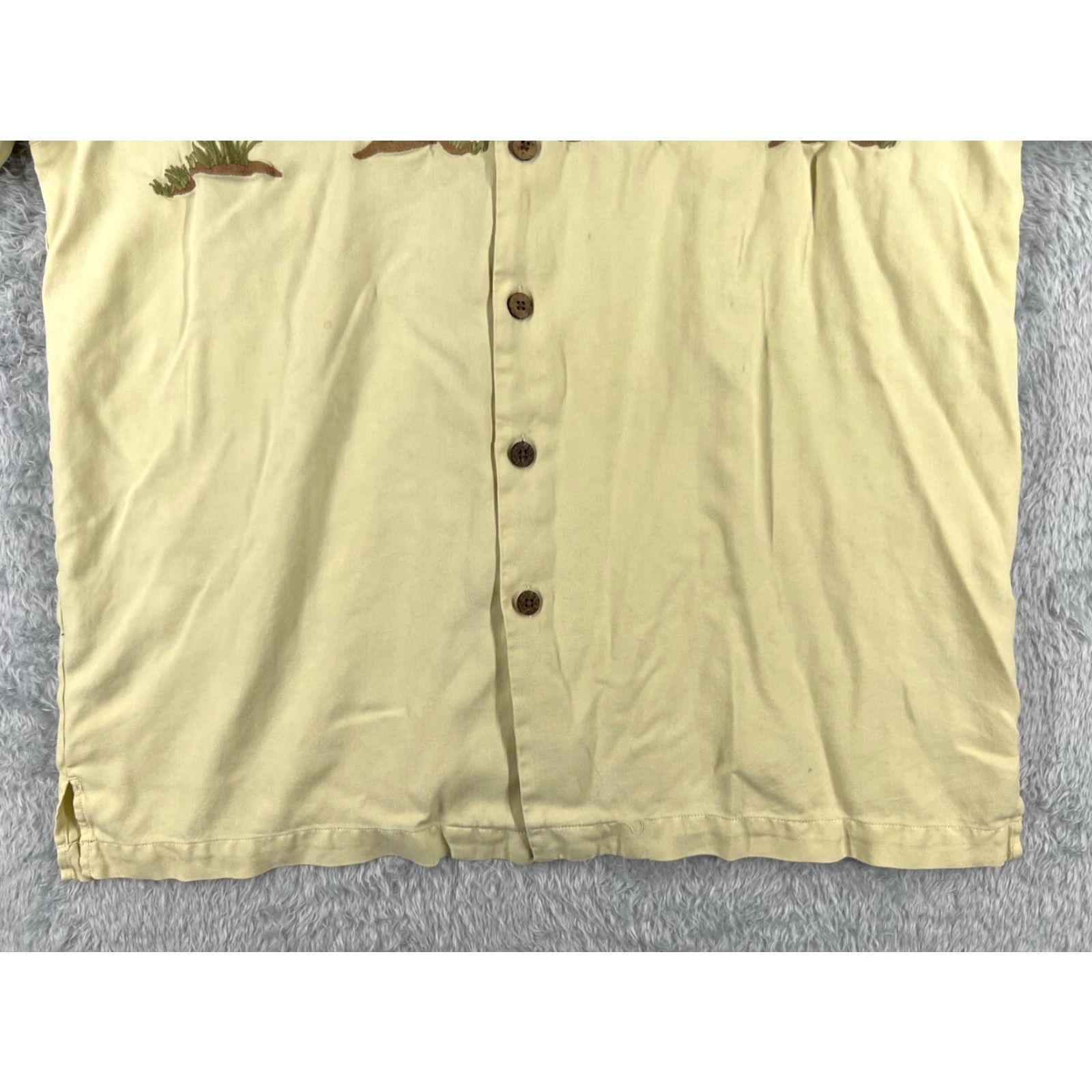 Vintage Tiki Classics Shirt Men XL Yellow Palm Tree Embroidered 100% Silk Resort Aloha Hawaiian Floral Button-Up Casual Size US XL / EU 56 / 4 - 5 Thumbnail