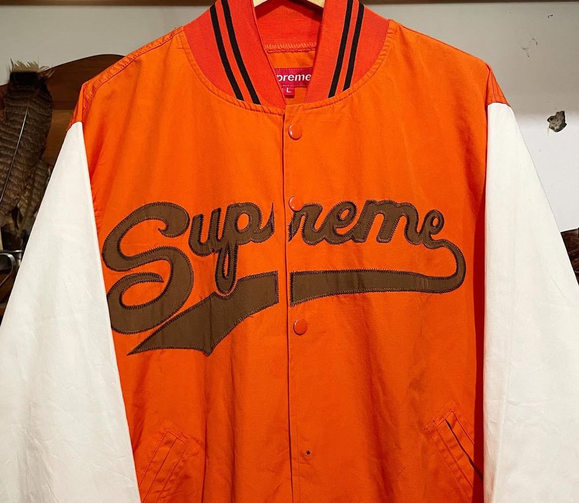 Supreme 2000s Supreme Embroidery Spellout Logo Varsity Jacket Size US L / EU 52-54 / 3 - 2 Thumbnail