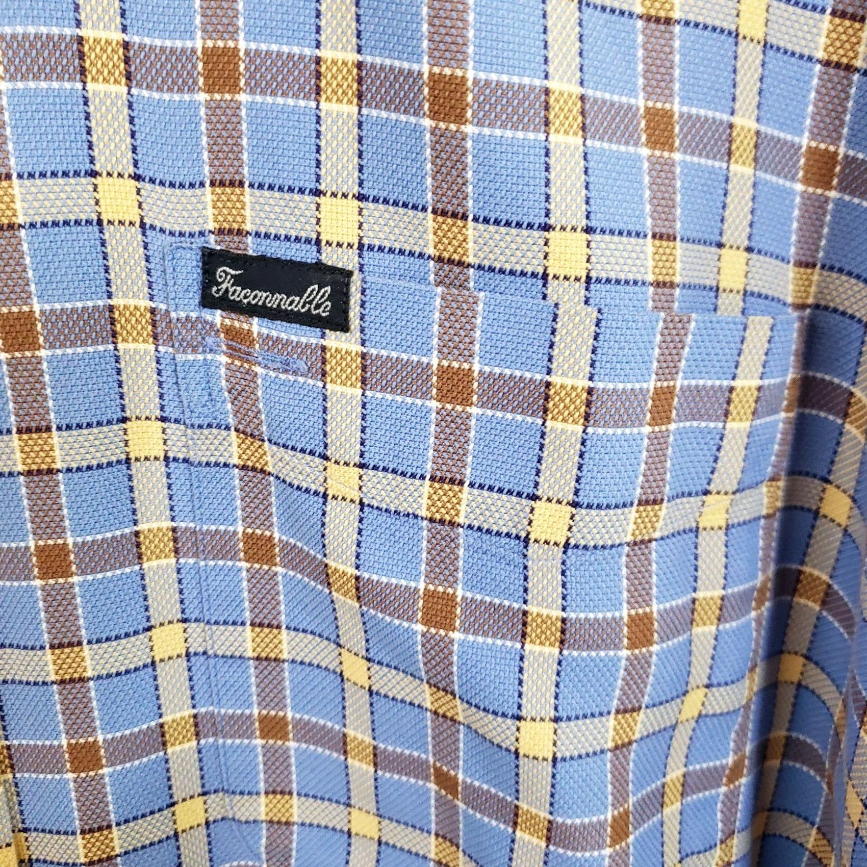 Faconnable VINTAGE Façonnable Shirt XL Light Blue Button-Down Long Sleeve Plaid Big Weave Casual Mens Size US XL / EU 56 / 4 - 4 Thumbnail