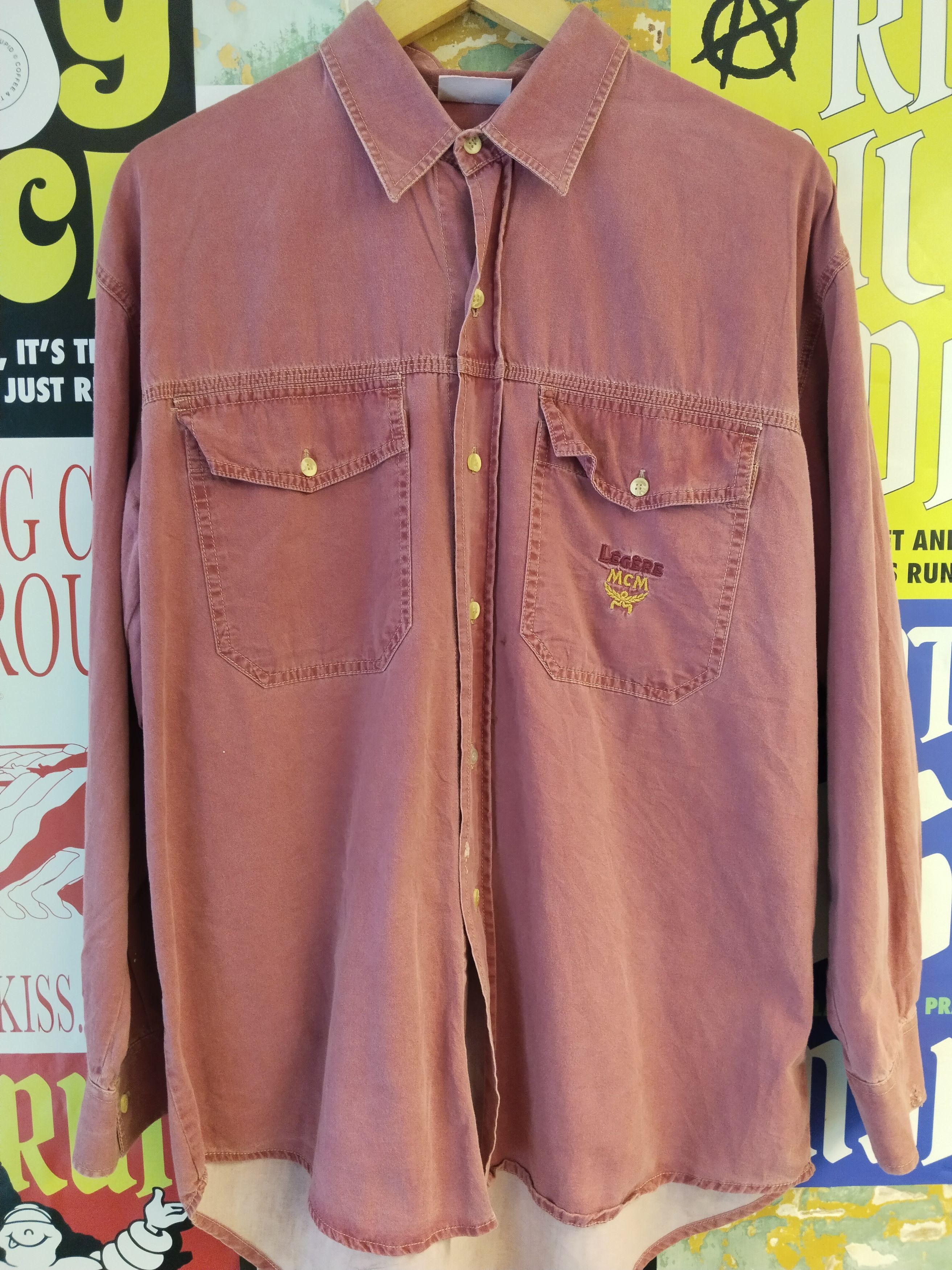 image of Vintage MCM Shirt in Red/Pink, Men's (Size Large)