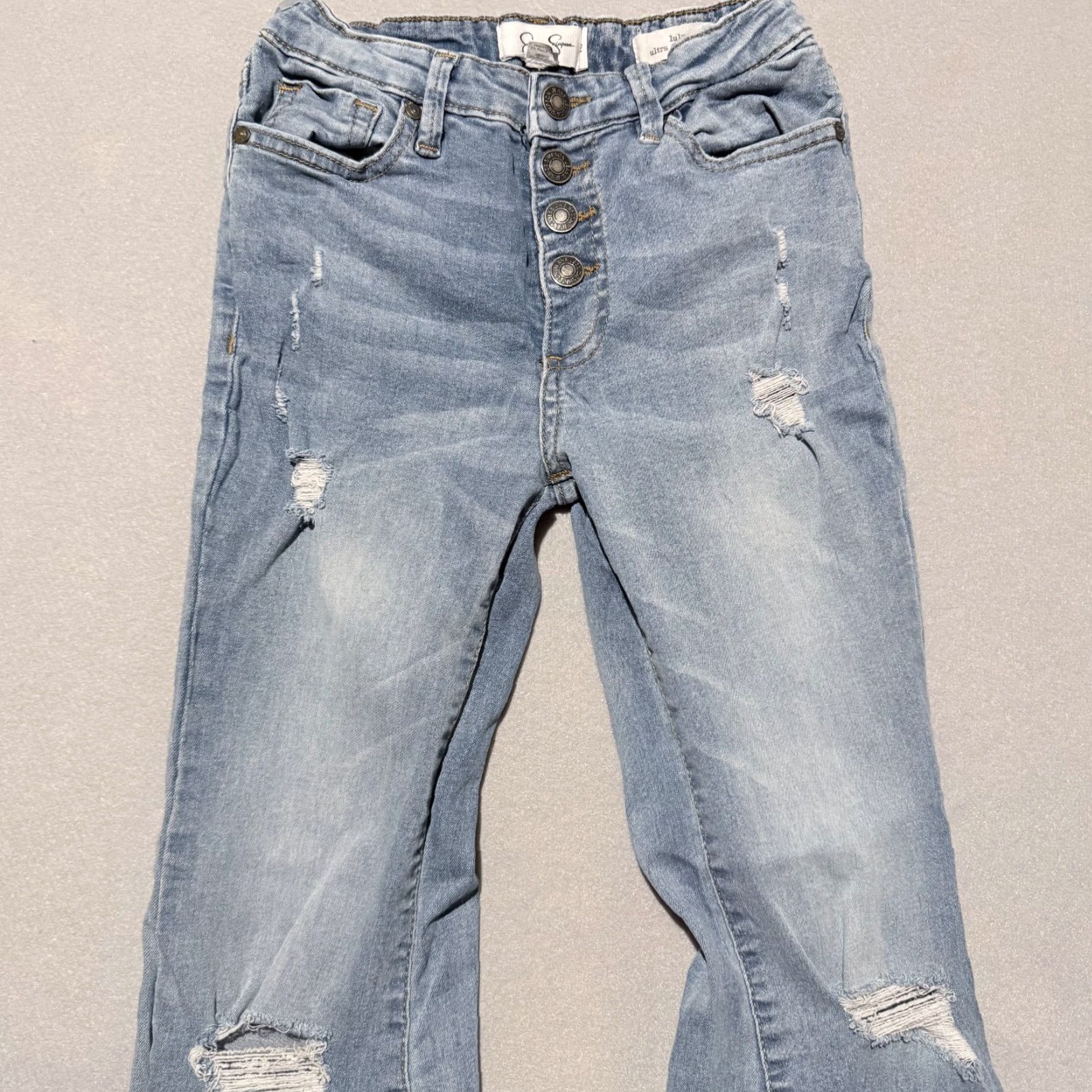 Jessica Simpson Jessica Simpson Lulu Ultra Flare Jeans Women's Light-Wash Denim Distressed - 10 Denim Blue Women Flared Jeans 10 Size 32" / US 10 / IT 46 - 2 Thumbnail
