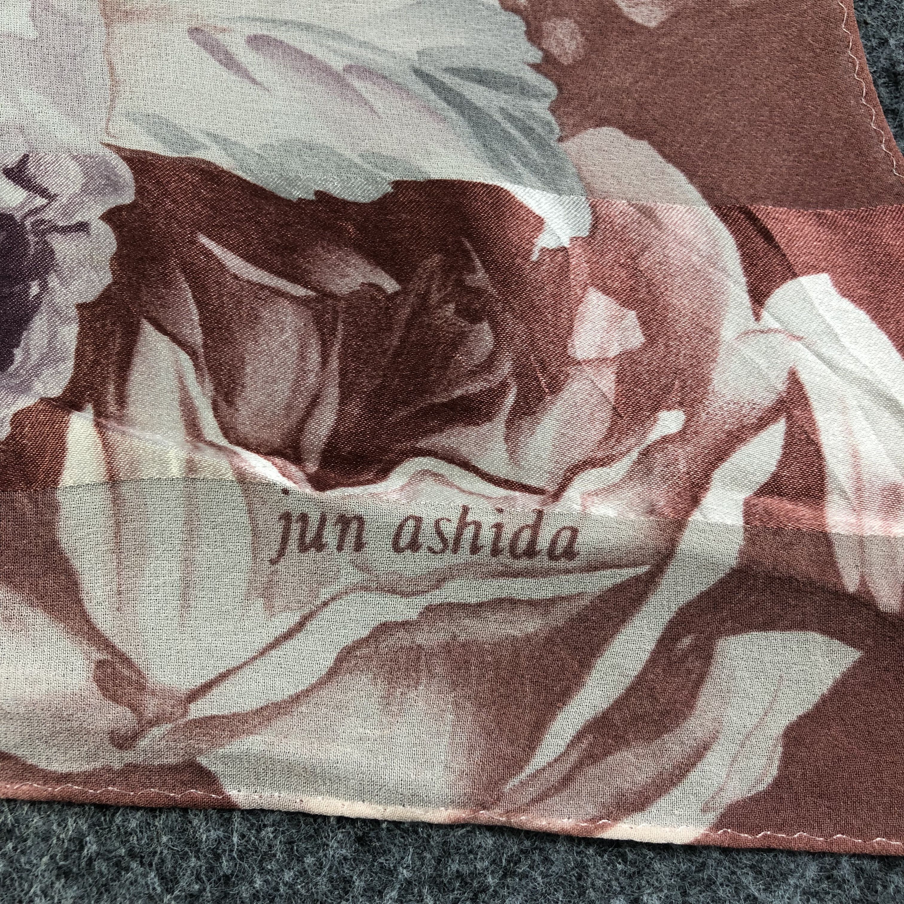 Vintage Jun Ashida Floral Slit Thread Silk Scarf M743 Size ONE SIZE - 3 Thumbnail