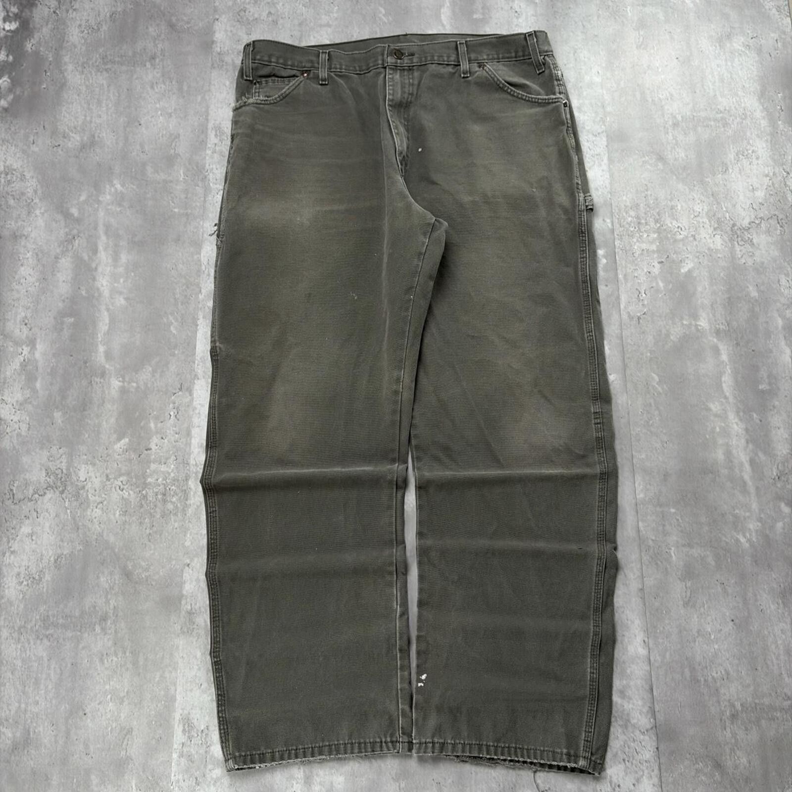 Dickies Y2K Olive Green Dickies Workwear Distressed Carpenter Pants Size US 40 / EU 56 - 2 Thumbnail