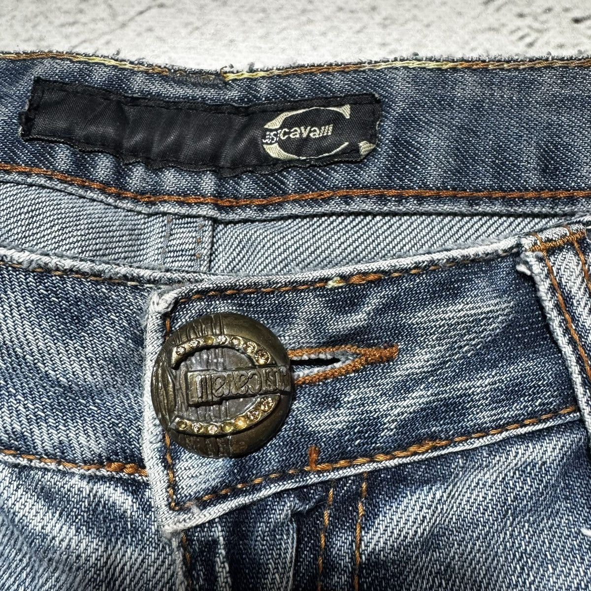Just Cavalli just cavalli flared distressed jeans with big logo archive Size 29" - 11 Thumbnail